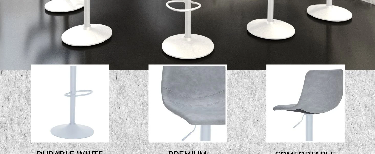 Tilbury - Bar stool -White base- Light Grey