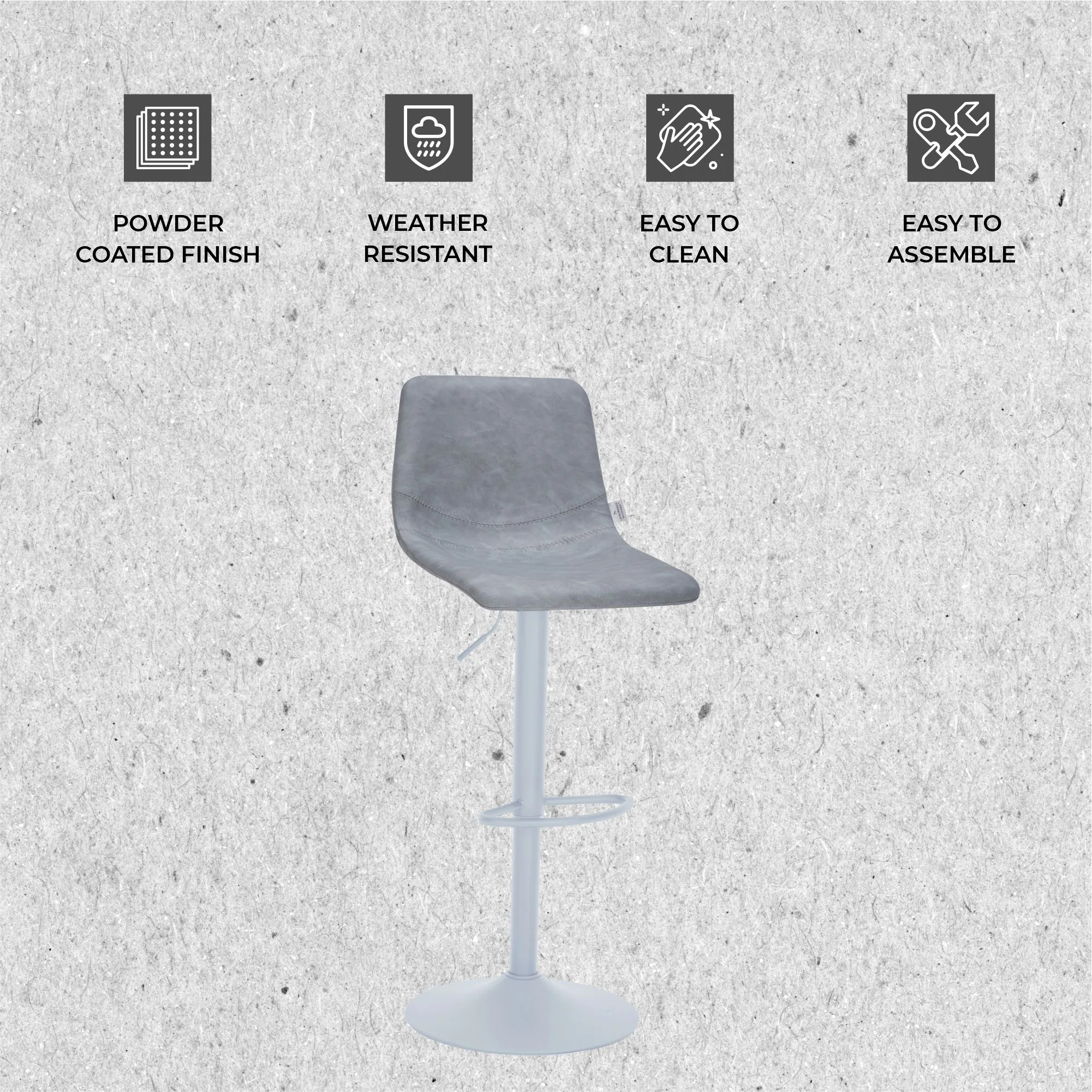 Tilbury - Bar stool -White base- Light Grey