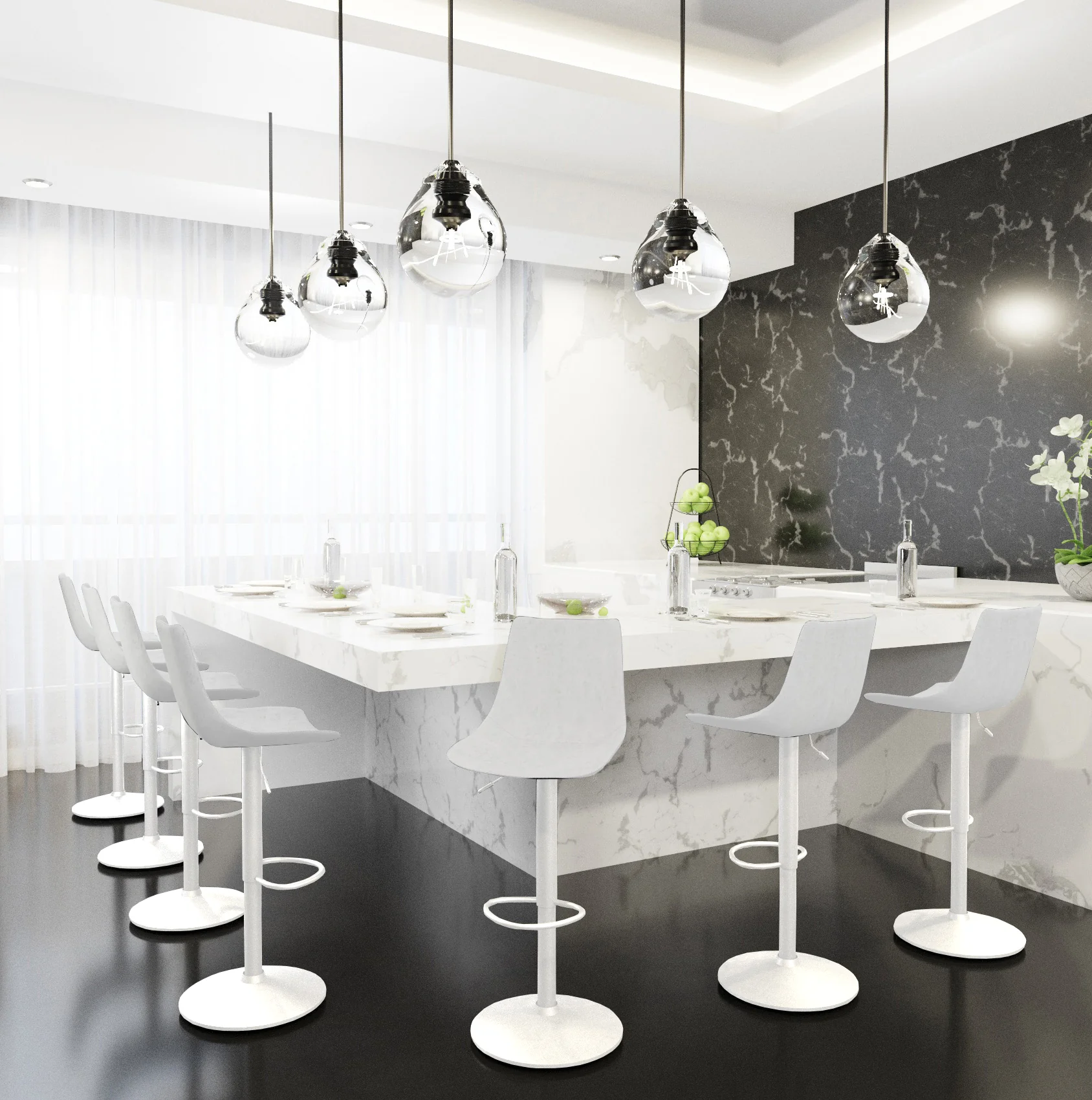 Tilbury - Bar stool -White base- Light Grey