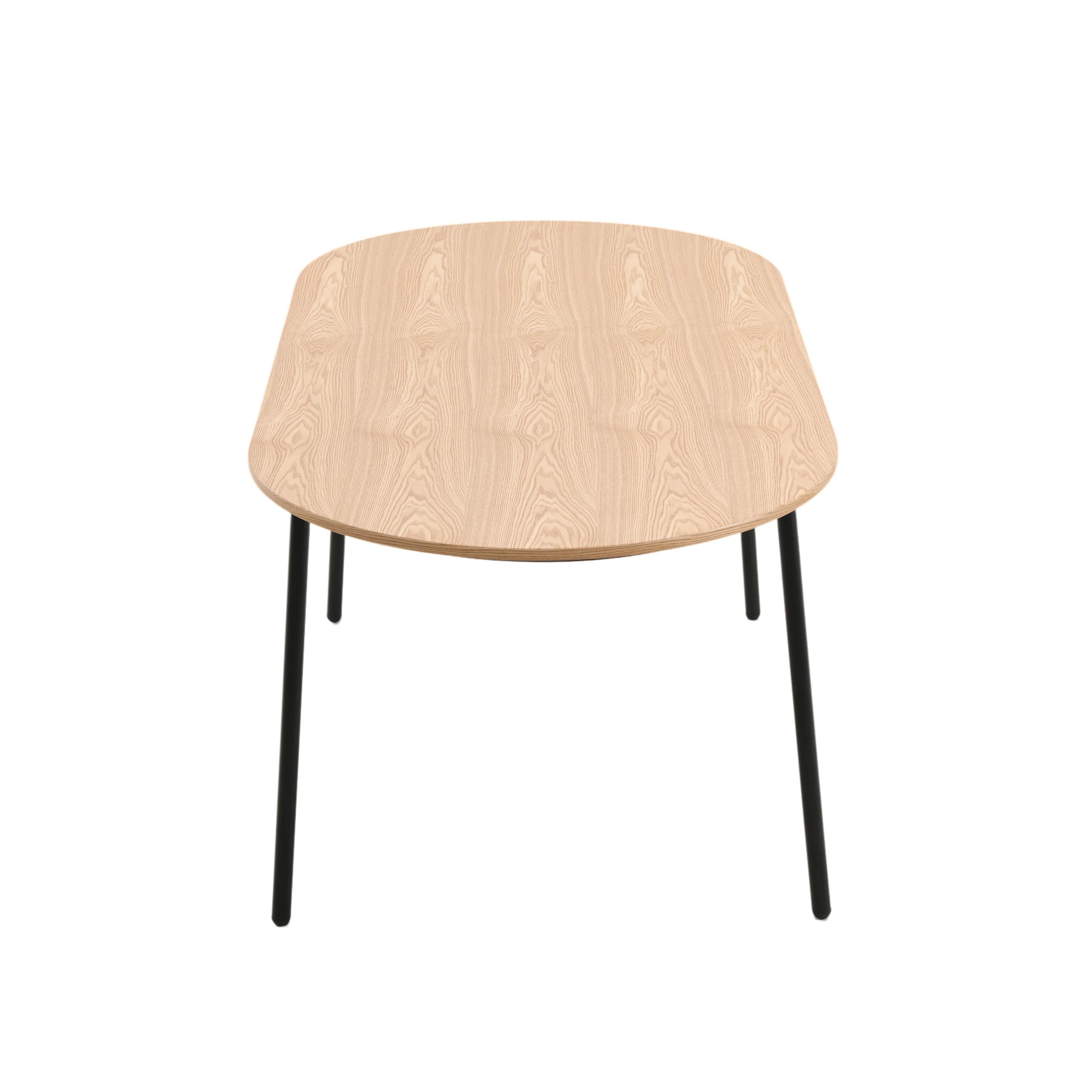 Tule 7-Piece Dining Set in White Steel Frame with 6 Upholstered Seat Dining Chairs and 71" Oval Dining Table with MDF Tabletop in Natural Wood/Brown