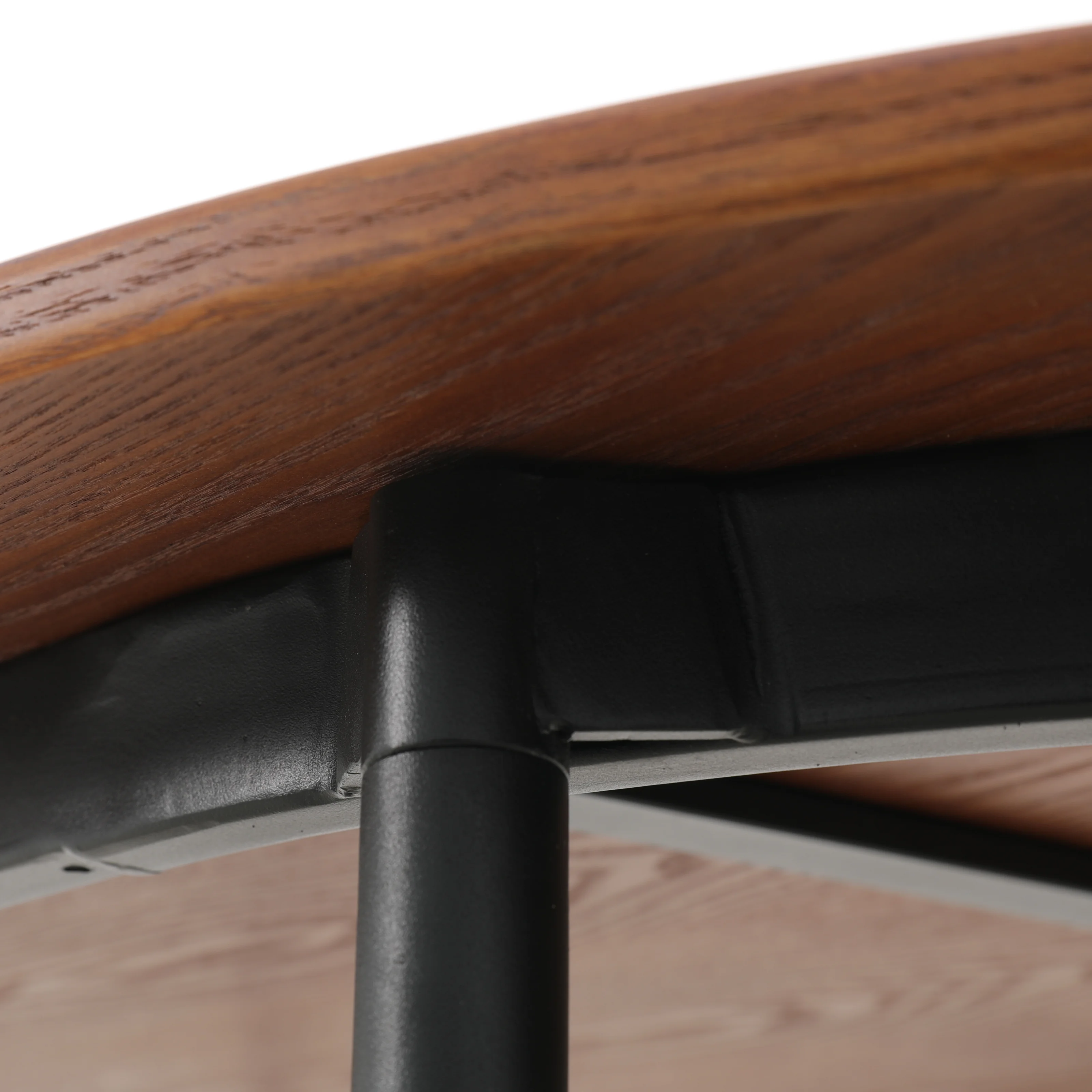 Tule 7-Piece Dining Set in White Steel Frame with 6 Upholstered Seat Dining Chairs and 71" Oval Dining Table with MDF Tabletop in Walnut/Light Brown