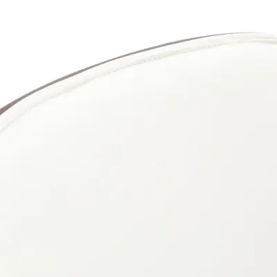 Tule 7-Piece Dining Set in White Steel Frame with 6 Upholstered Seat Dining Chairs and 71" Oval Dining Table with MDF Tabletop in Walnut/White