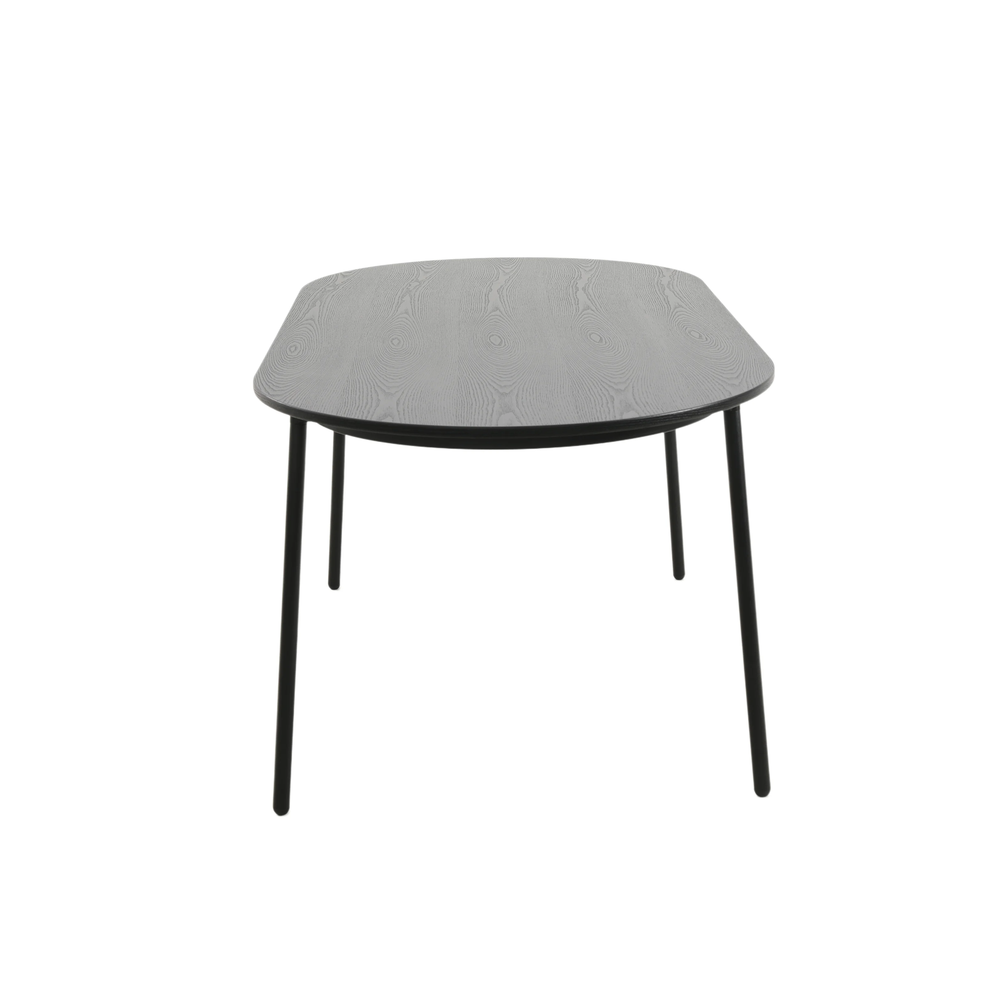 Tule Modern 71" Oval Dining Table with MDF Top and Black Steel Legs in Black