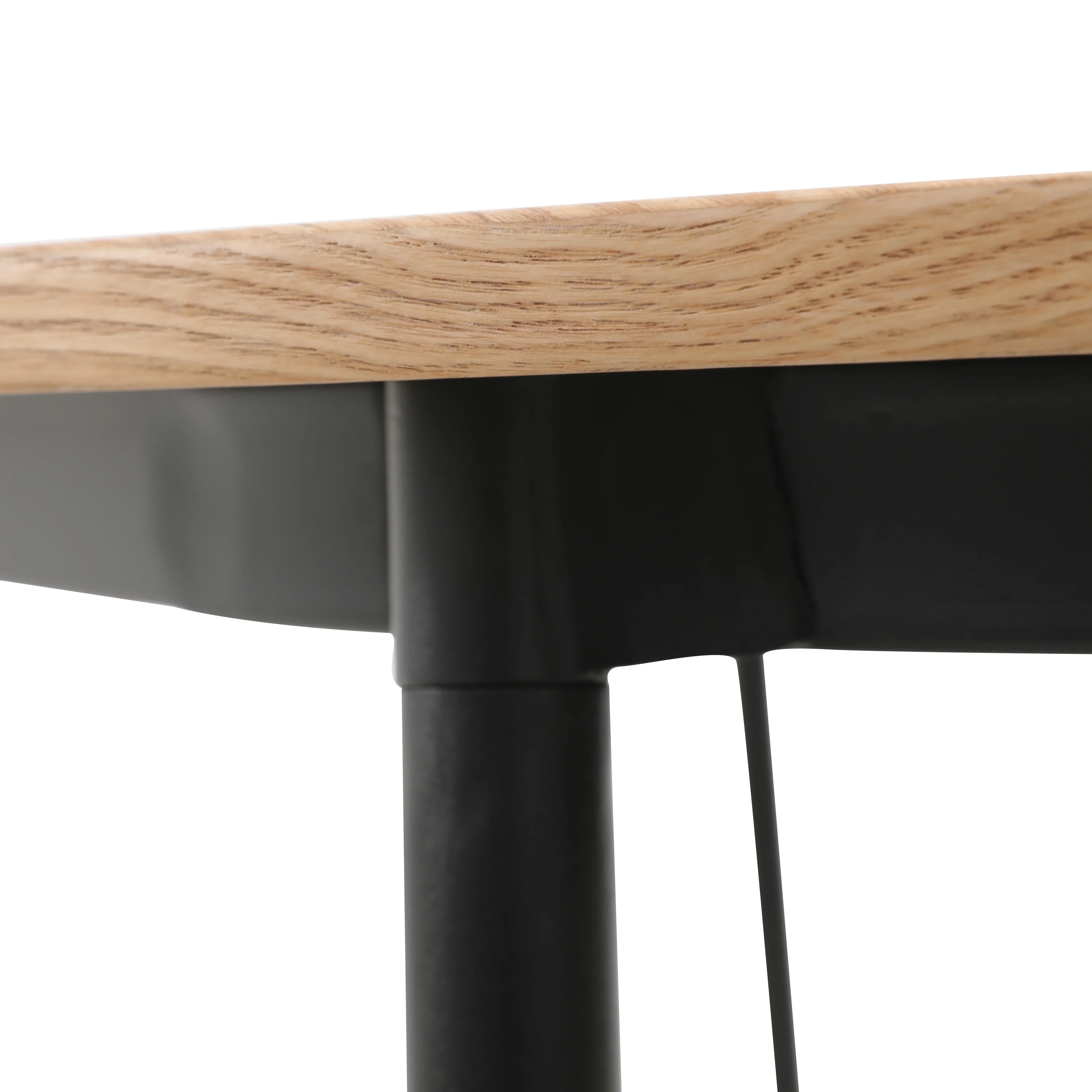 Tule Modern 71" Oval Dining Table with MDF Top and Black Steel Legs in Natural Wood