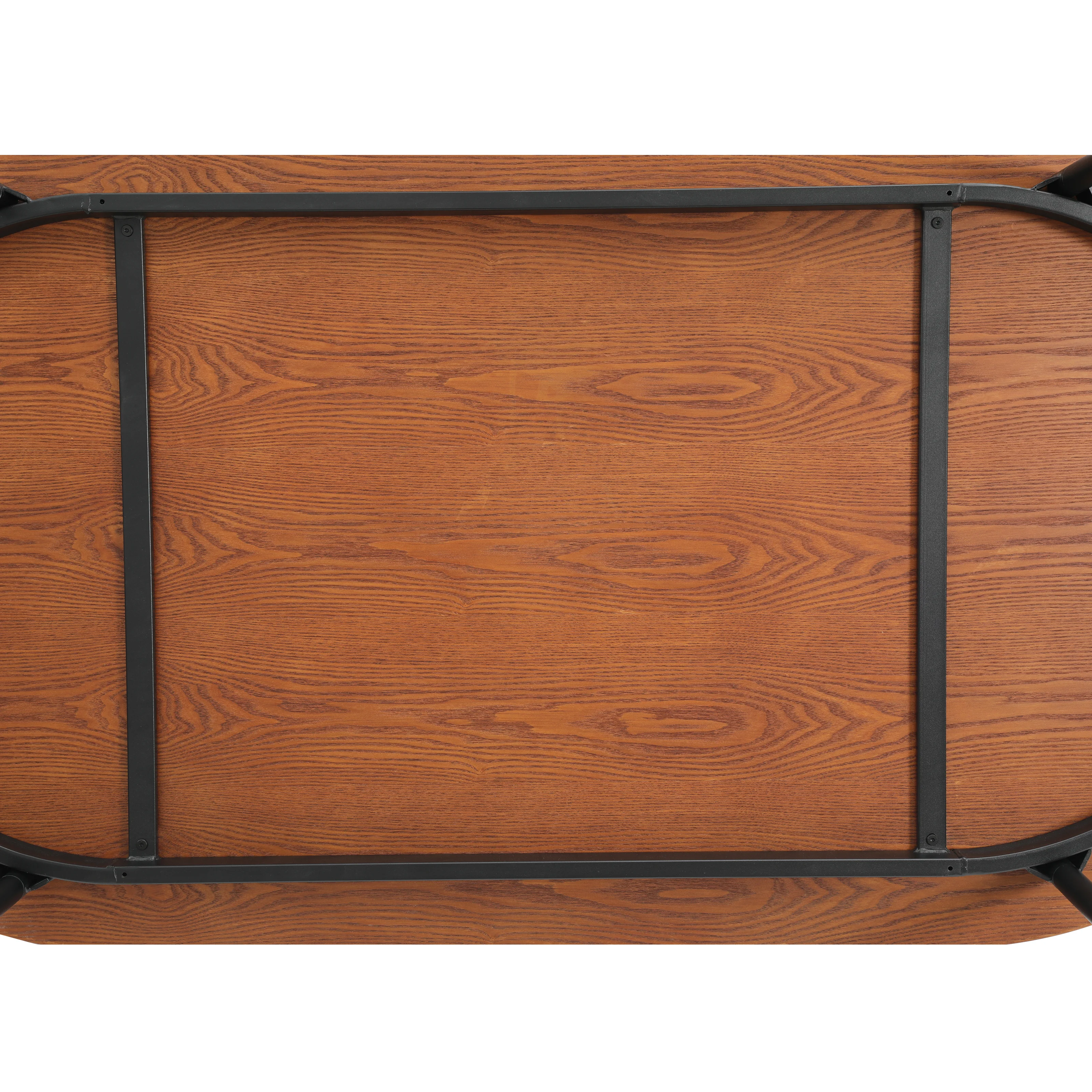 Tule Modern 71" Oval Dining Table with MDF Top and Black Steel Legs in Walnut