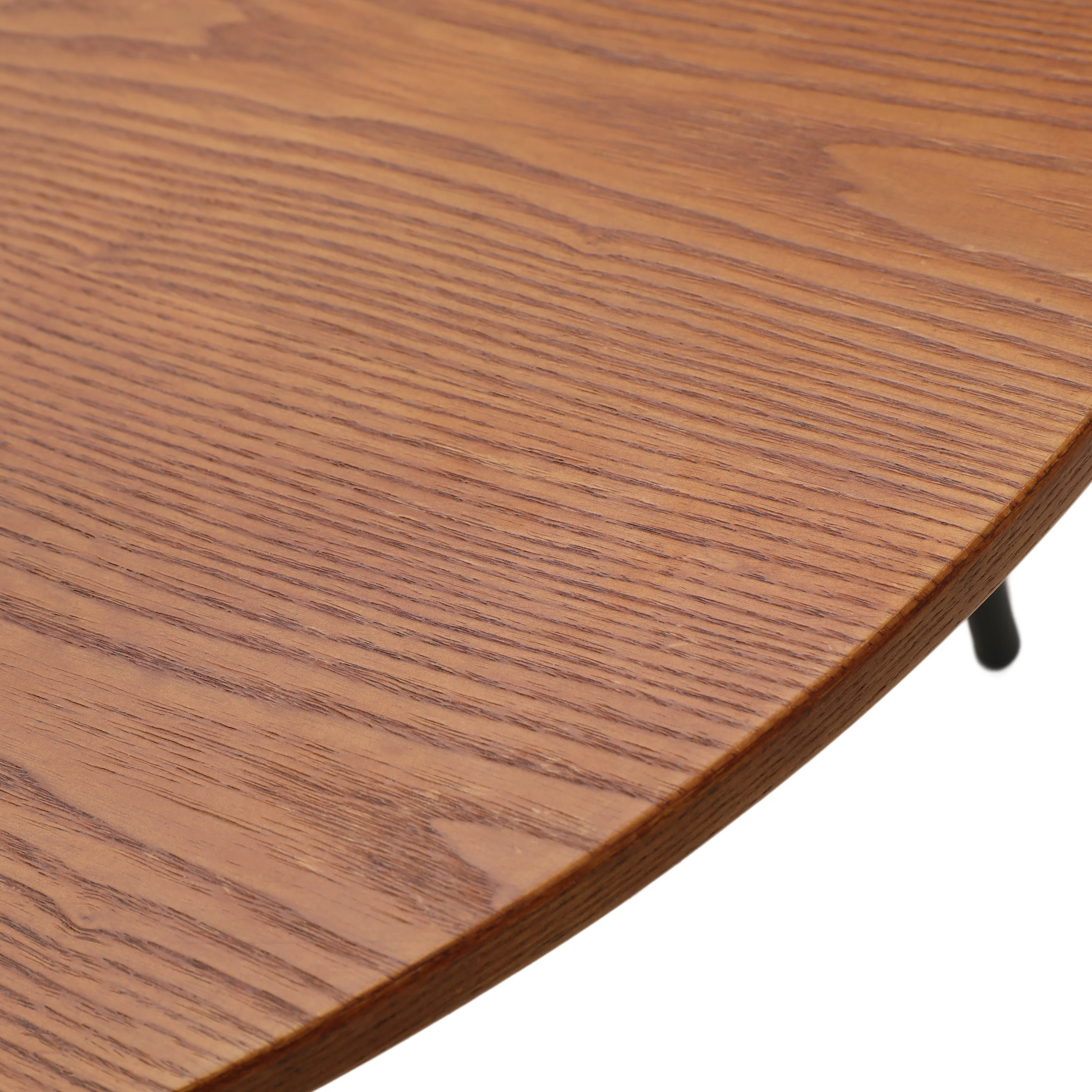 Tule Modern 71" Oval Dining Table with MDF Top and Black Steel Legs in Walnut