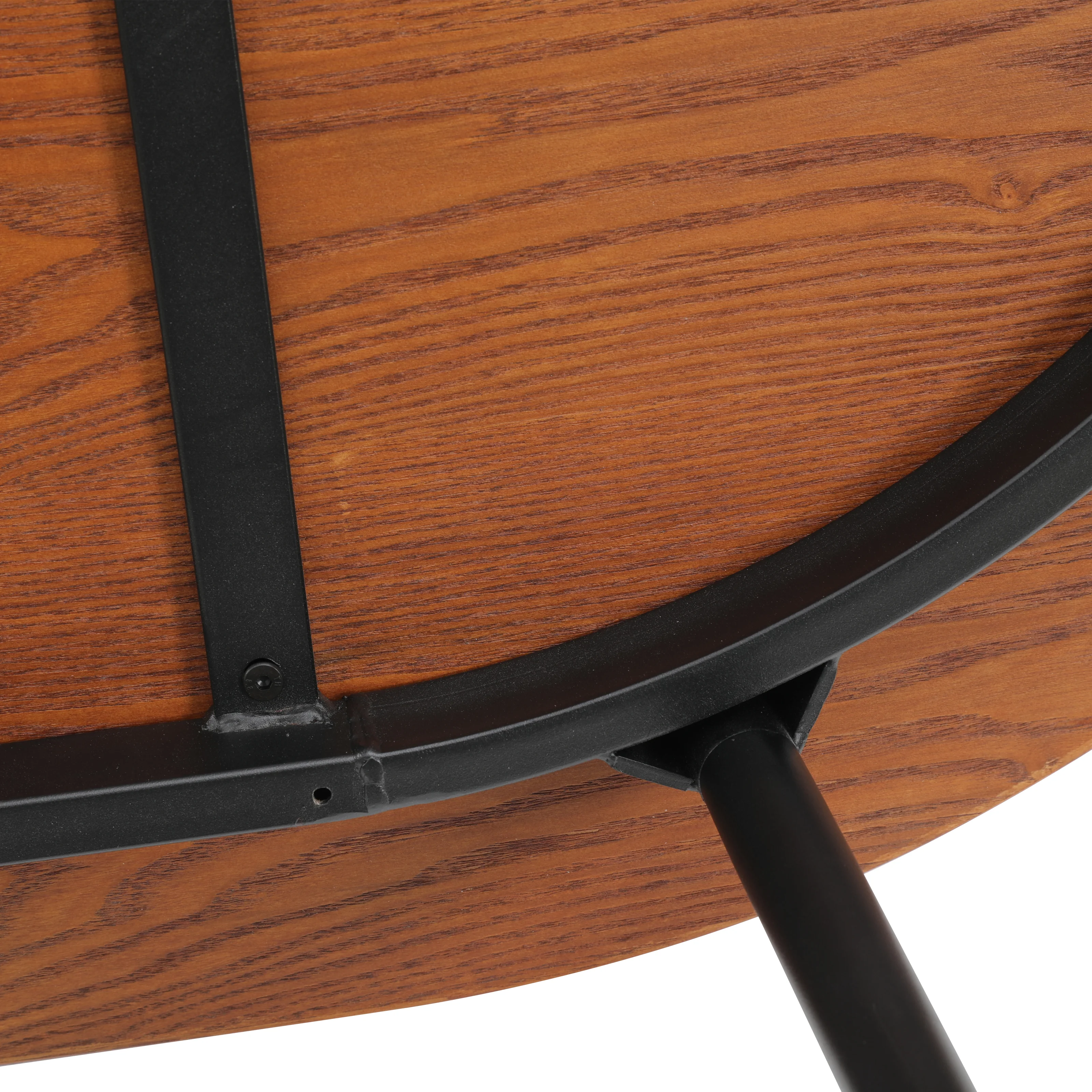 Tule Modern 71" Oval Dining Table with MDF Top and Black Steel Legs in Walnut