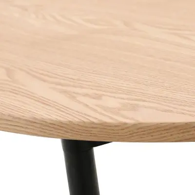 Tule Modern 83" Oval Dining Table with MDF Top and Black Steel Legs in Natural Wood