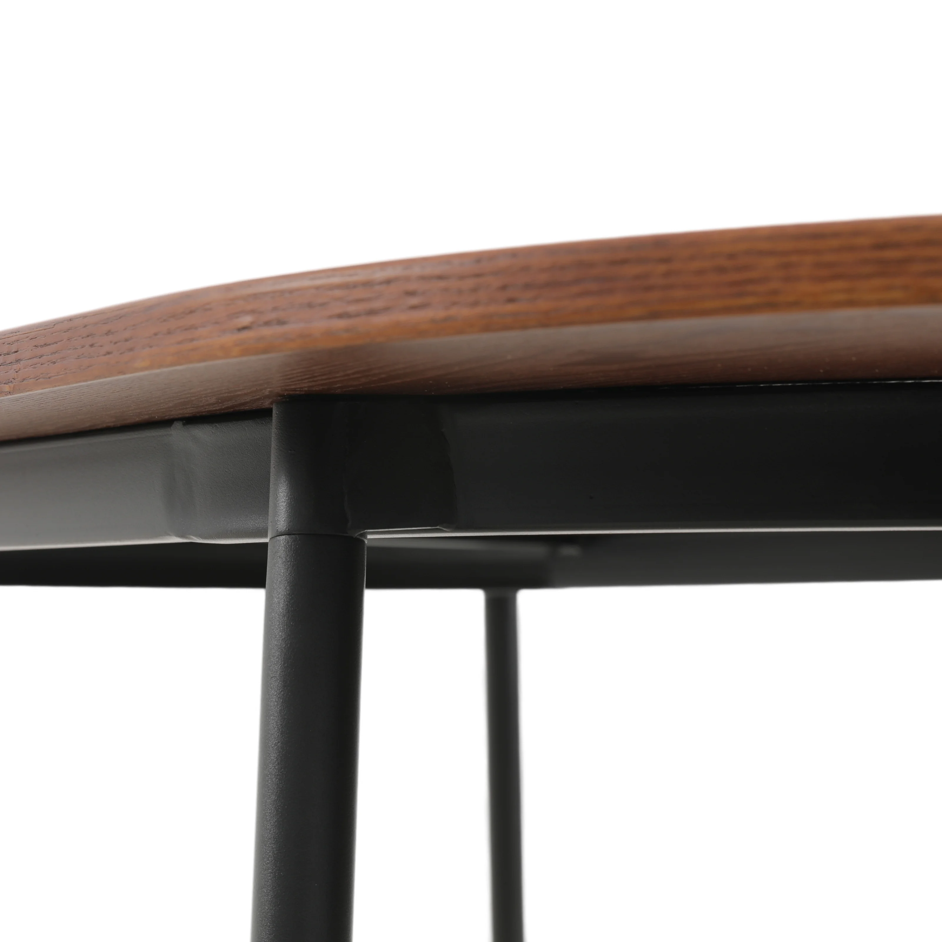Tule Modern 83" Oval Dining Table with MDF Top and Black Steel Legs in Walnut