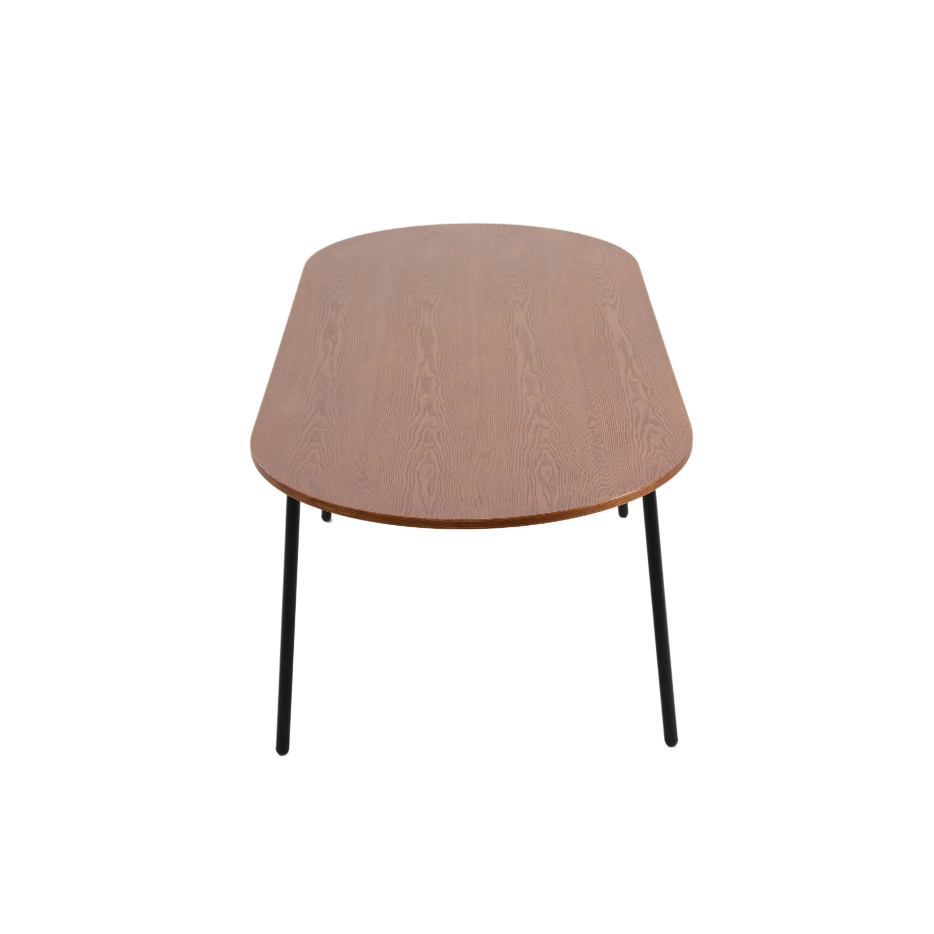 Tule Modern 83" Oval Dining Table with MDF Top and Black Steel Legs in Walnut