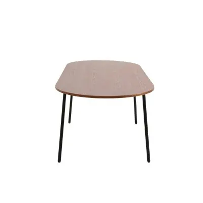 Tule Modern 83" Oval Dining Table with MDF Top and Black Steel Legs in Walnut