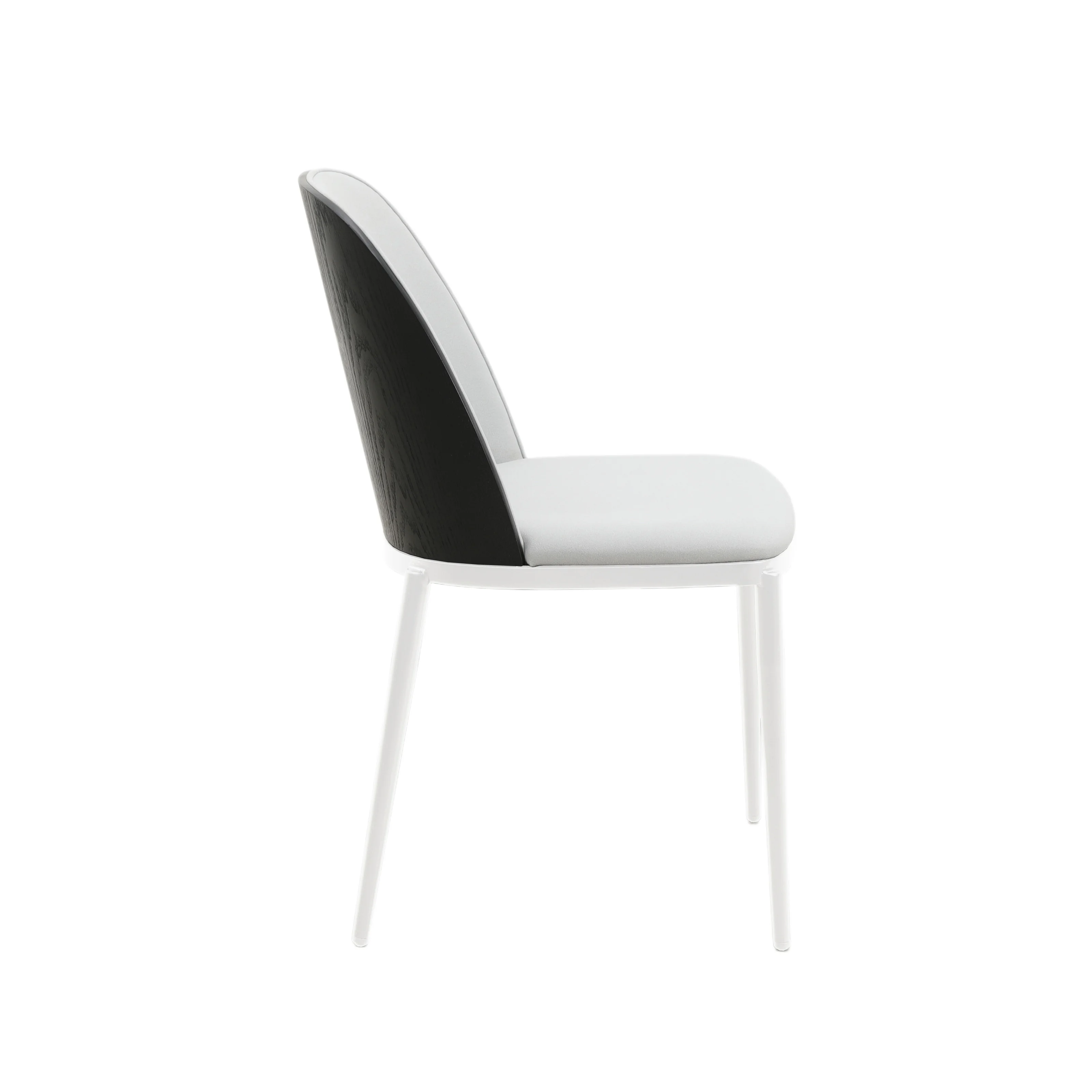 Tule Mid-Century Modern Dining Side Chair with Velvet Seat and White Powder-Coated Steel Frame, Set of 4