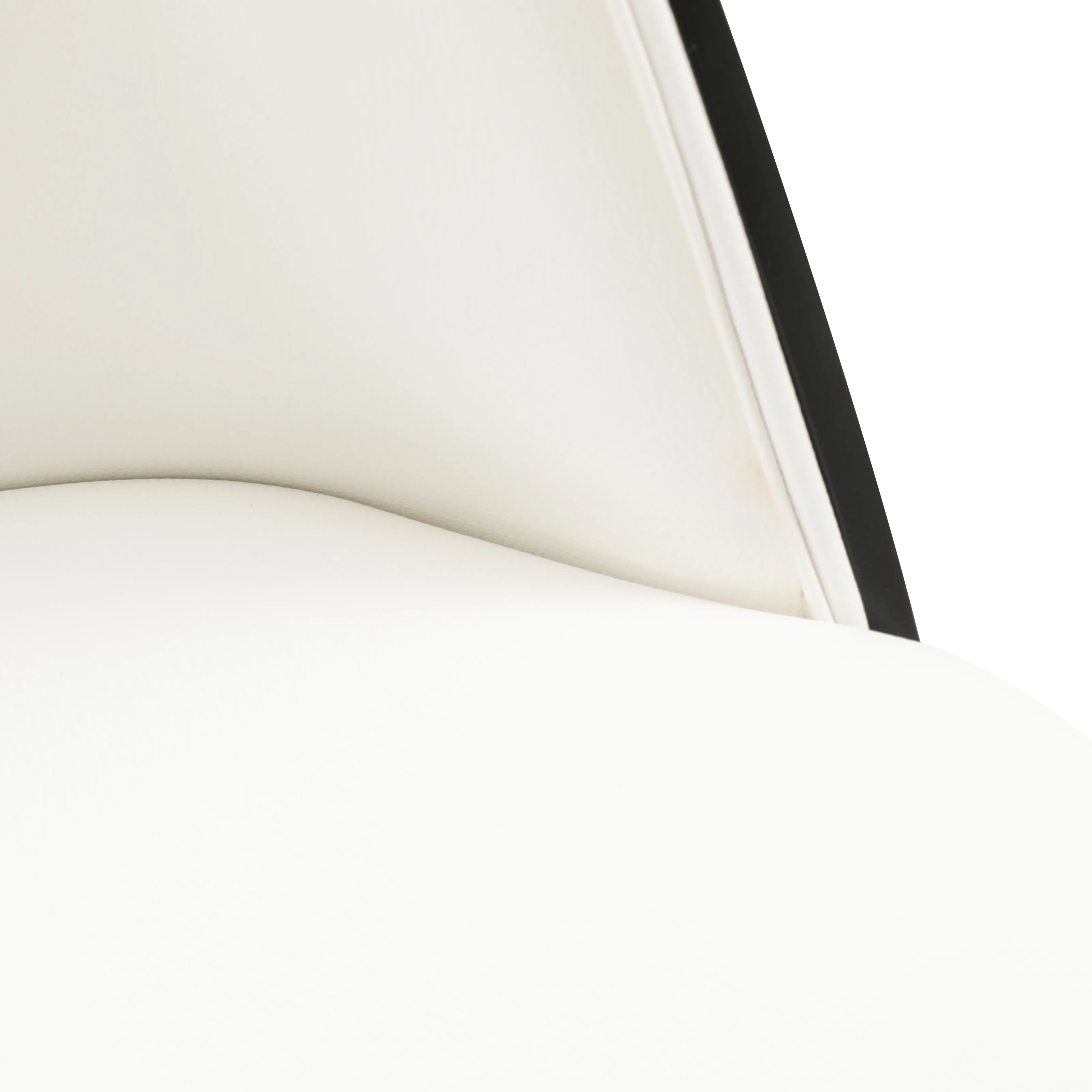 Tule Mid-Century Modern Dining Side Chair with Leather Seat and White Powder-Coated Steel Frame, Set of 4