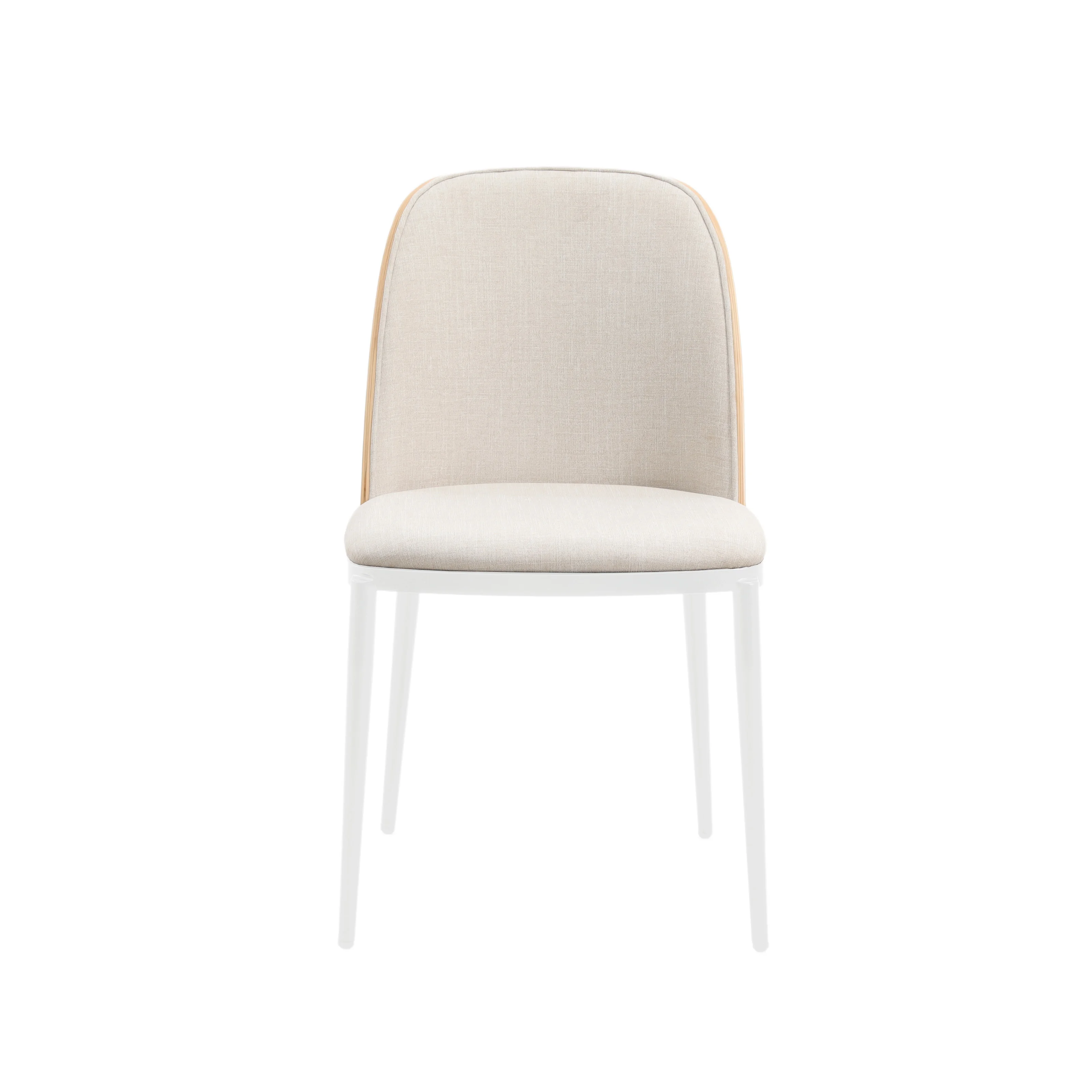 Tule Mid-Century Modern Dining Side Chair with Velvet Seat and White Powder-Coated Steel Frame