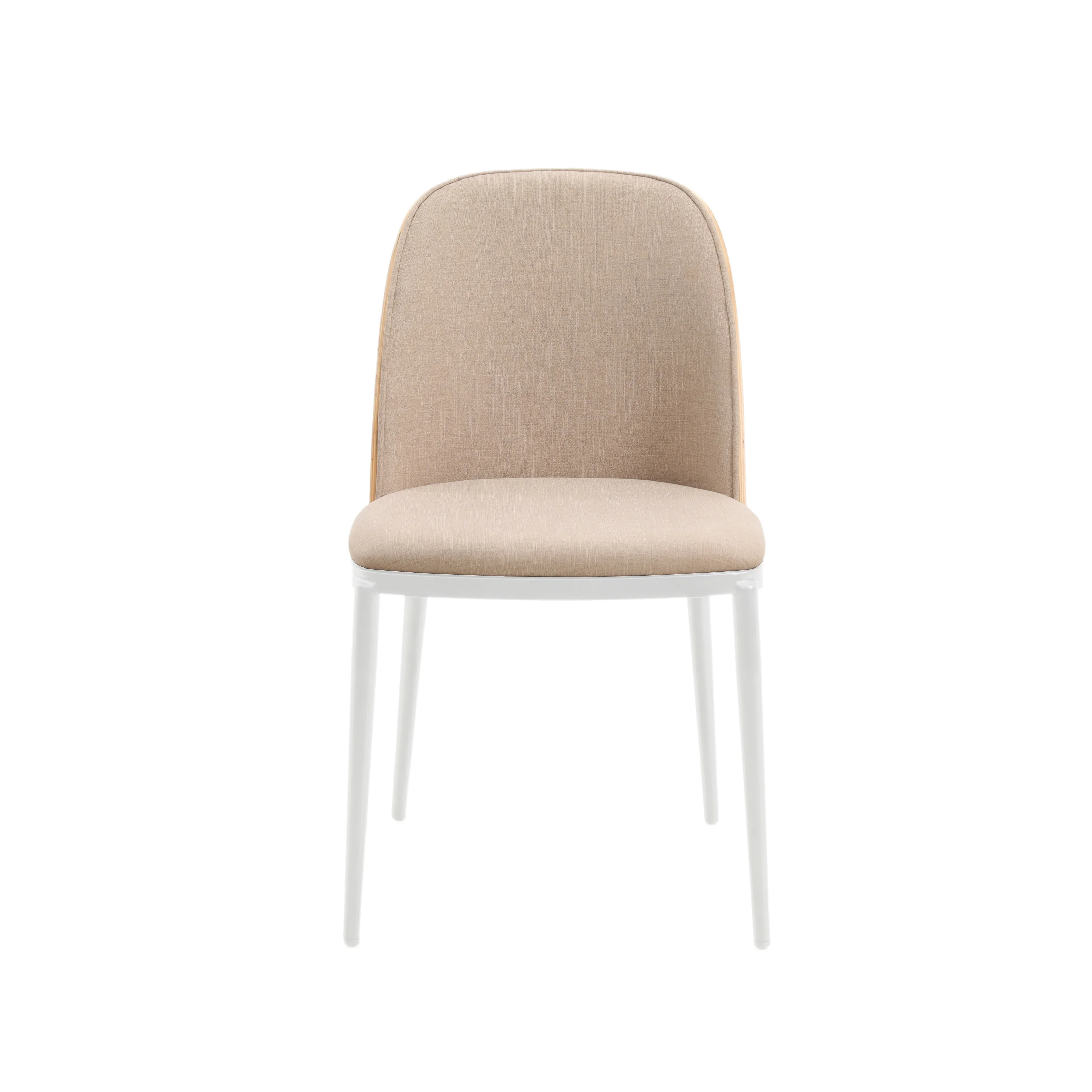Tule Mid-Century Modern Dining Side Chair with Velvet Seat and White Powder-Coated Steel Frame