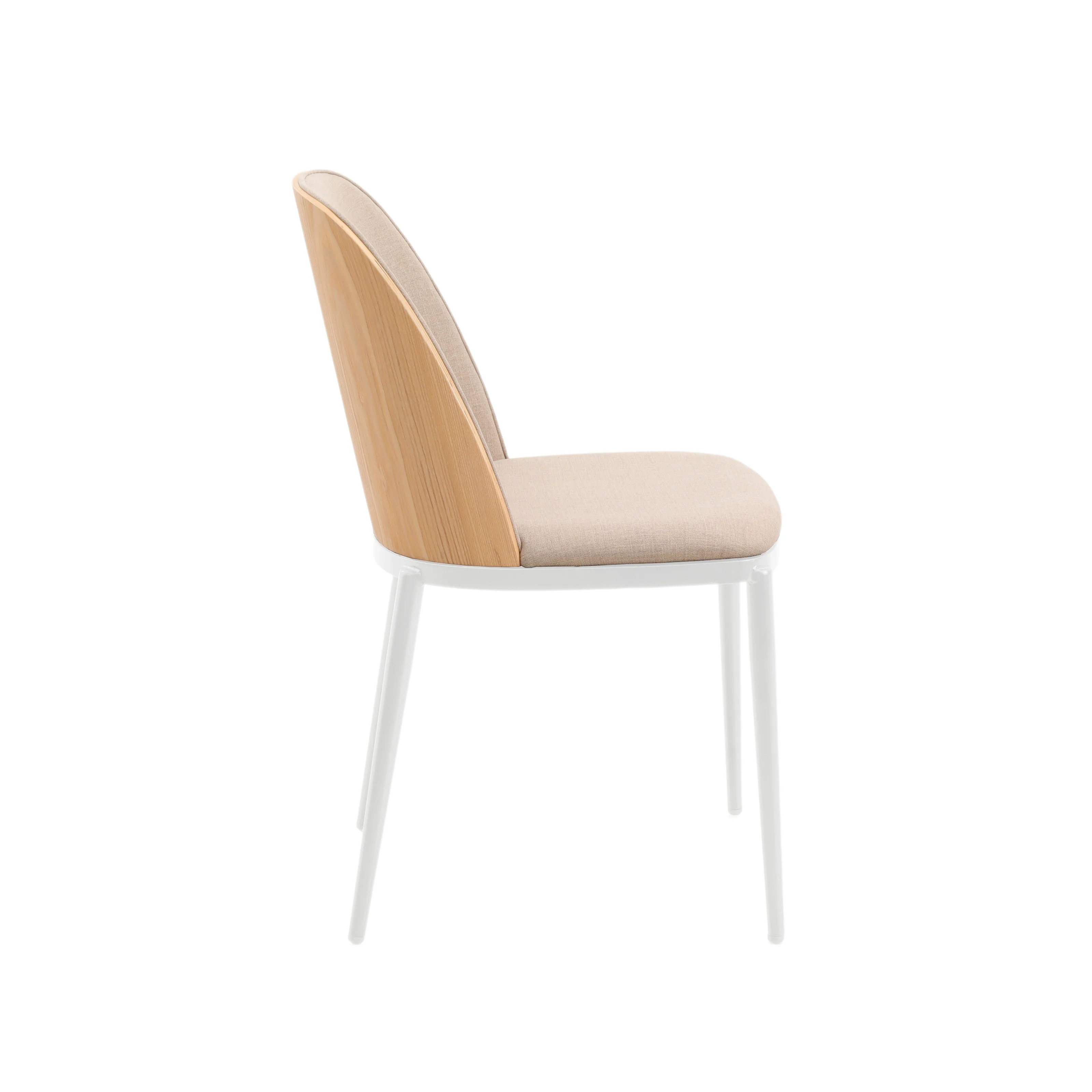 Tule Mid-Century Modern Dining Side Chair with Velvet Seat and White Powder-Coated Steel Frame