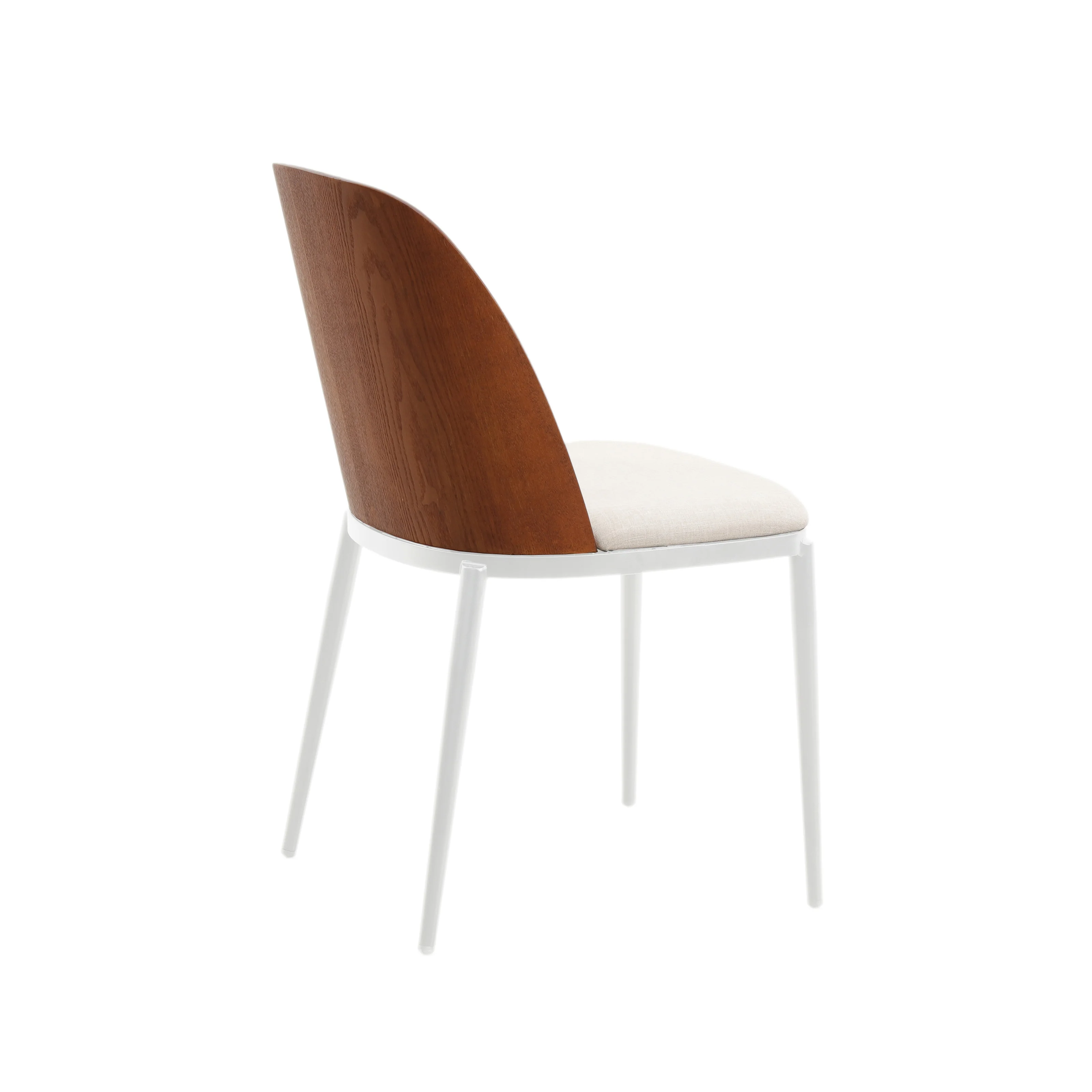 Tule Mid-Century Modern Fabric Dining Side Chair with White Powder-Coated Steel Frame