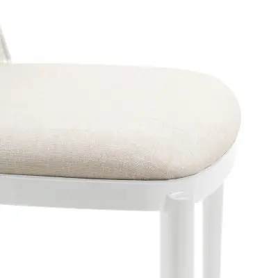 Tule Mid-Century Modern Fabric Dining Side Chair with White Powder-Coated Steel Frame