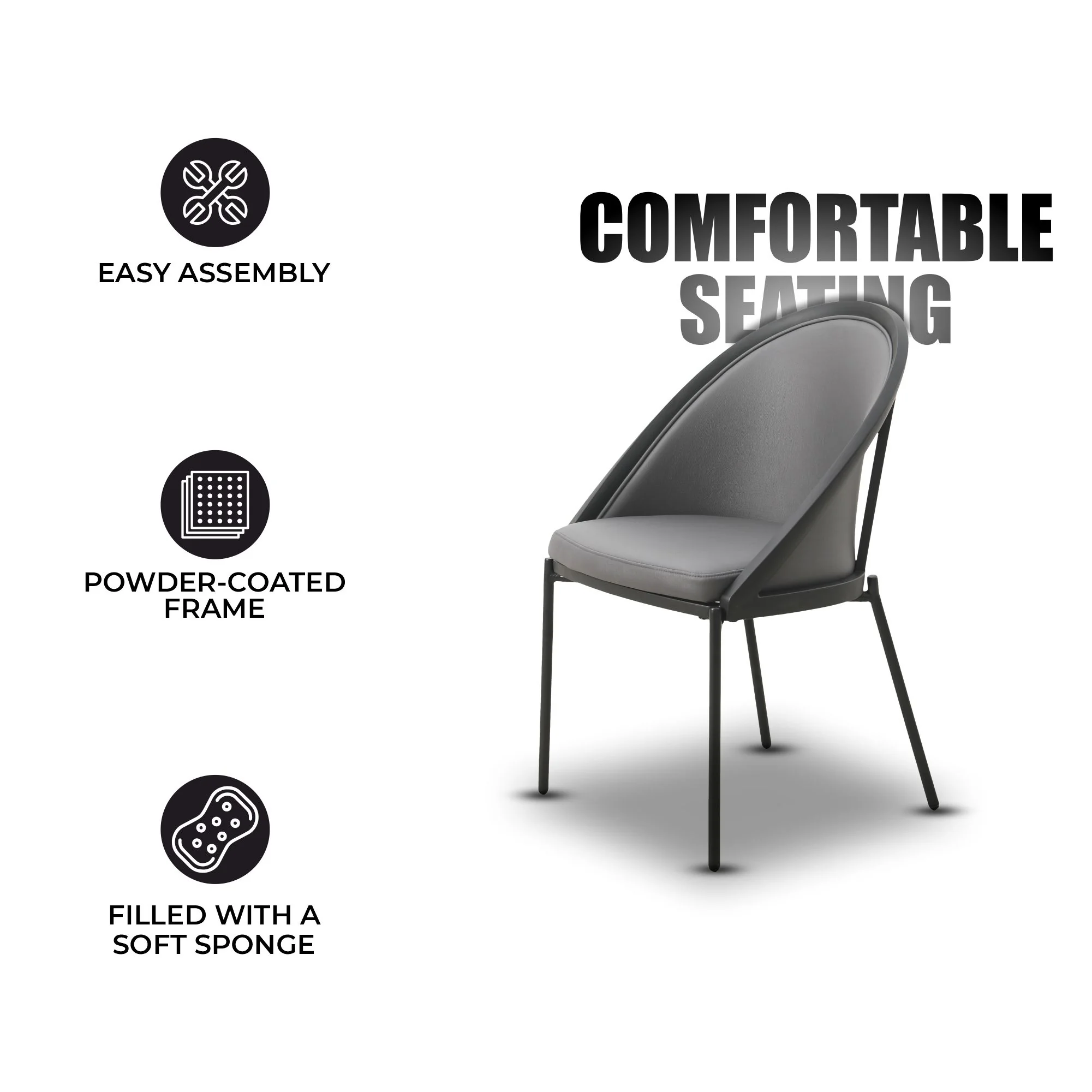 Urbane Collection Modern Dining Chair in Charcoal