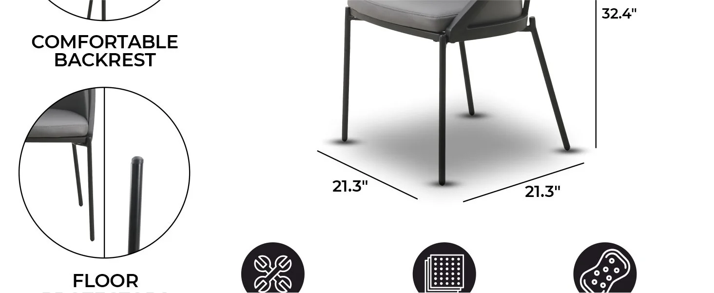 Urbane Collection Modern Dining Chair in Charcoal