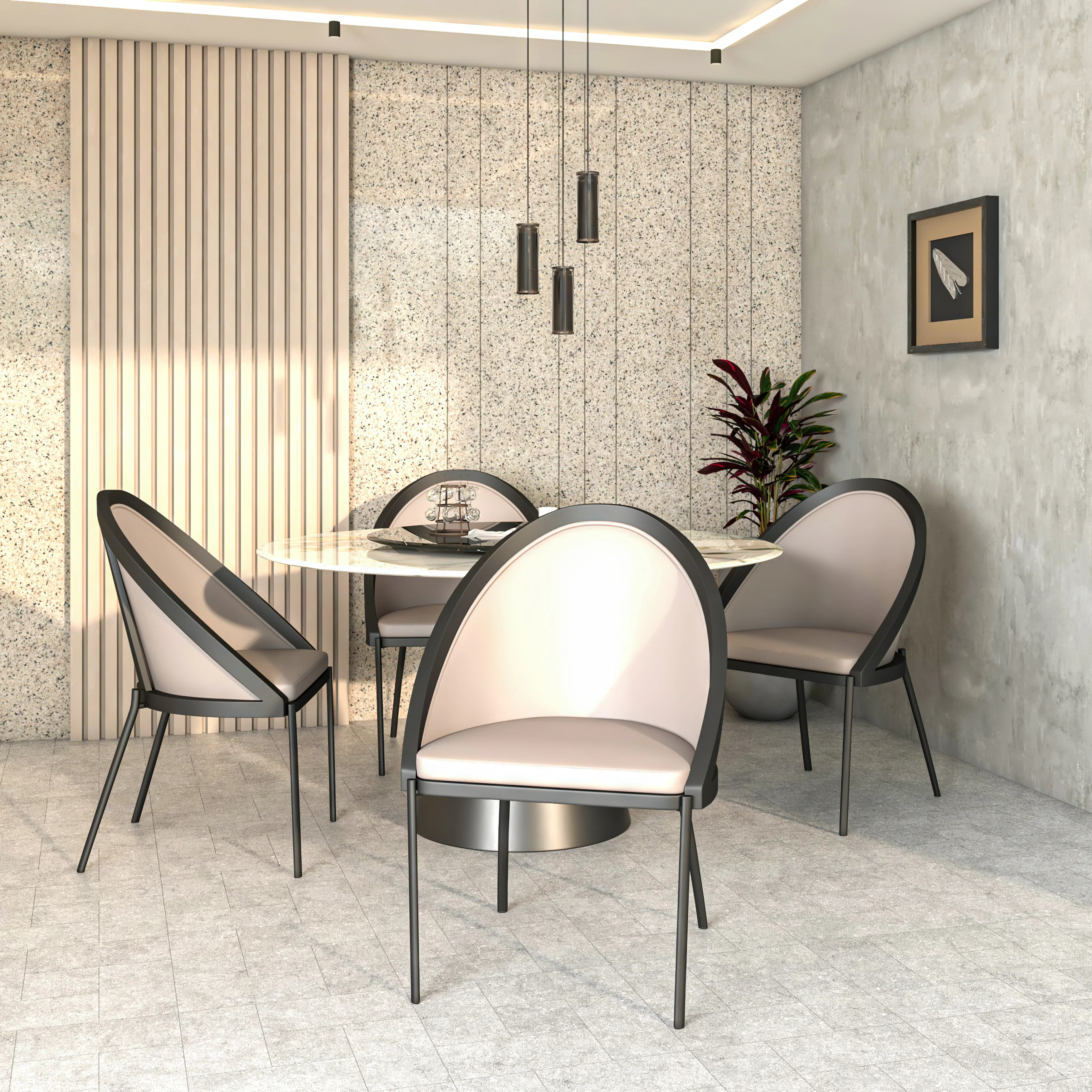 Urbane Collection Modern Dining Chair in Light Grey - Set of 2