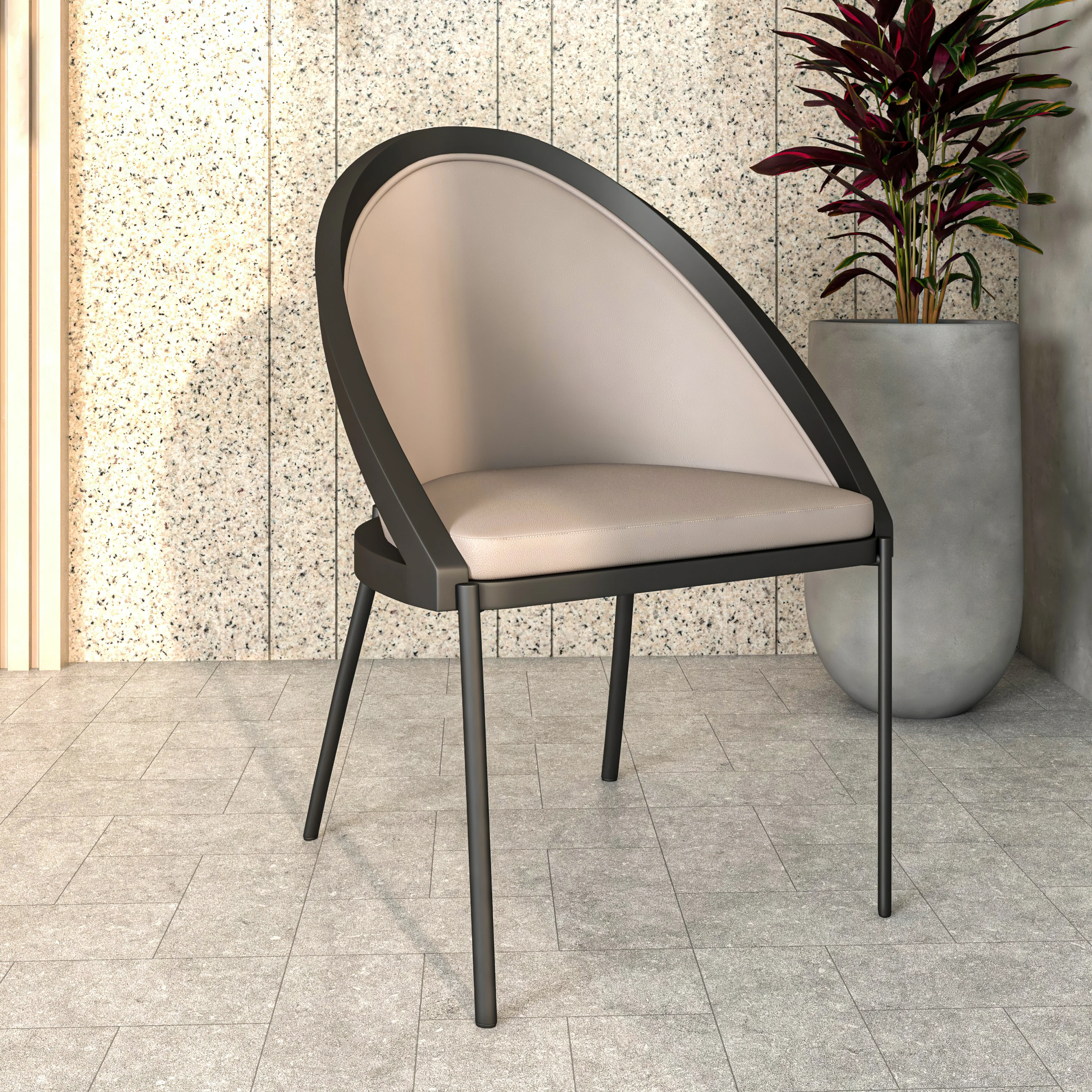 Urbane Collection Modern Dining Chair in Light Grey - Set of 2