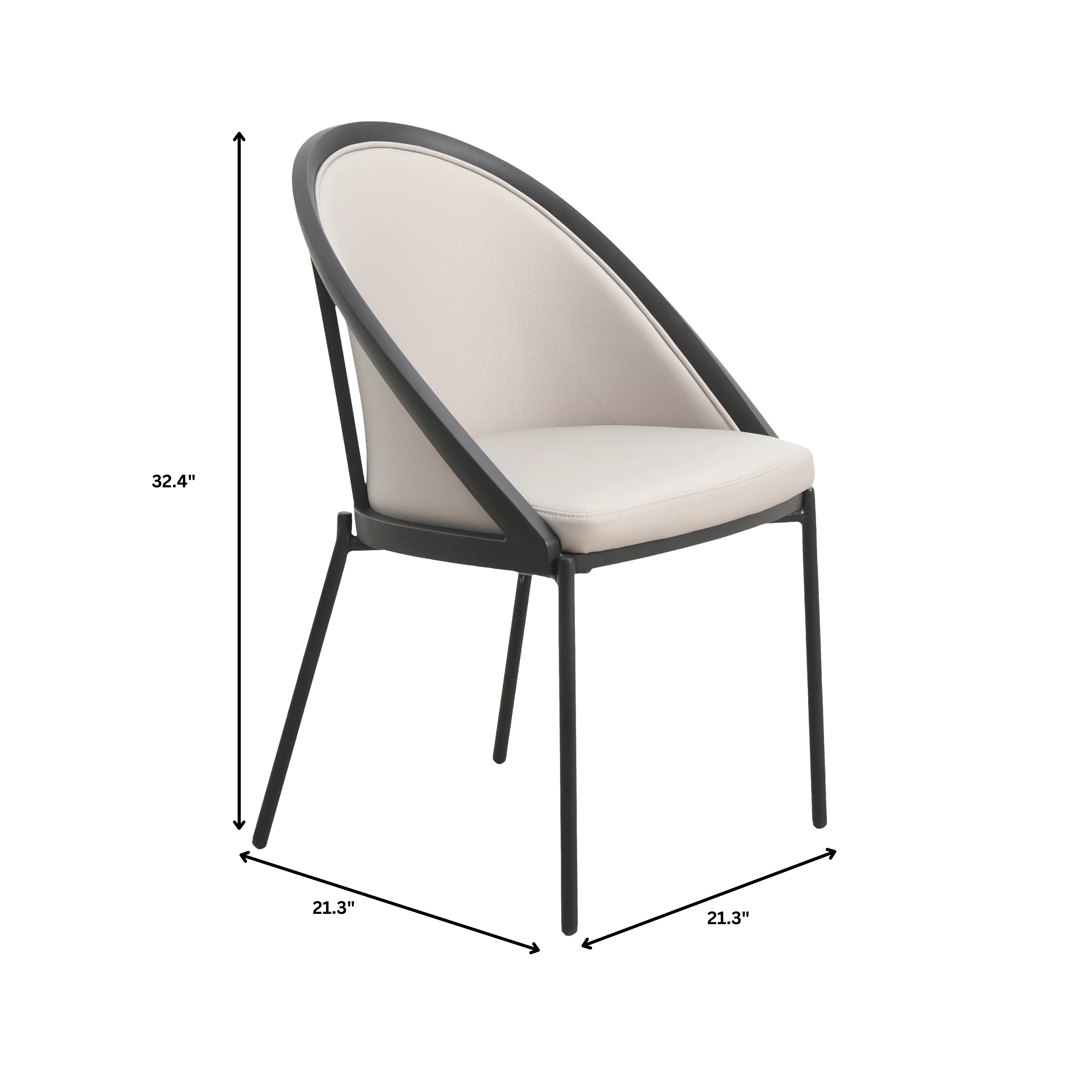 Urbane Collection Modern Dining Chair in Light Grey - Set of 4