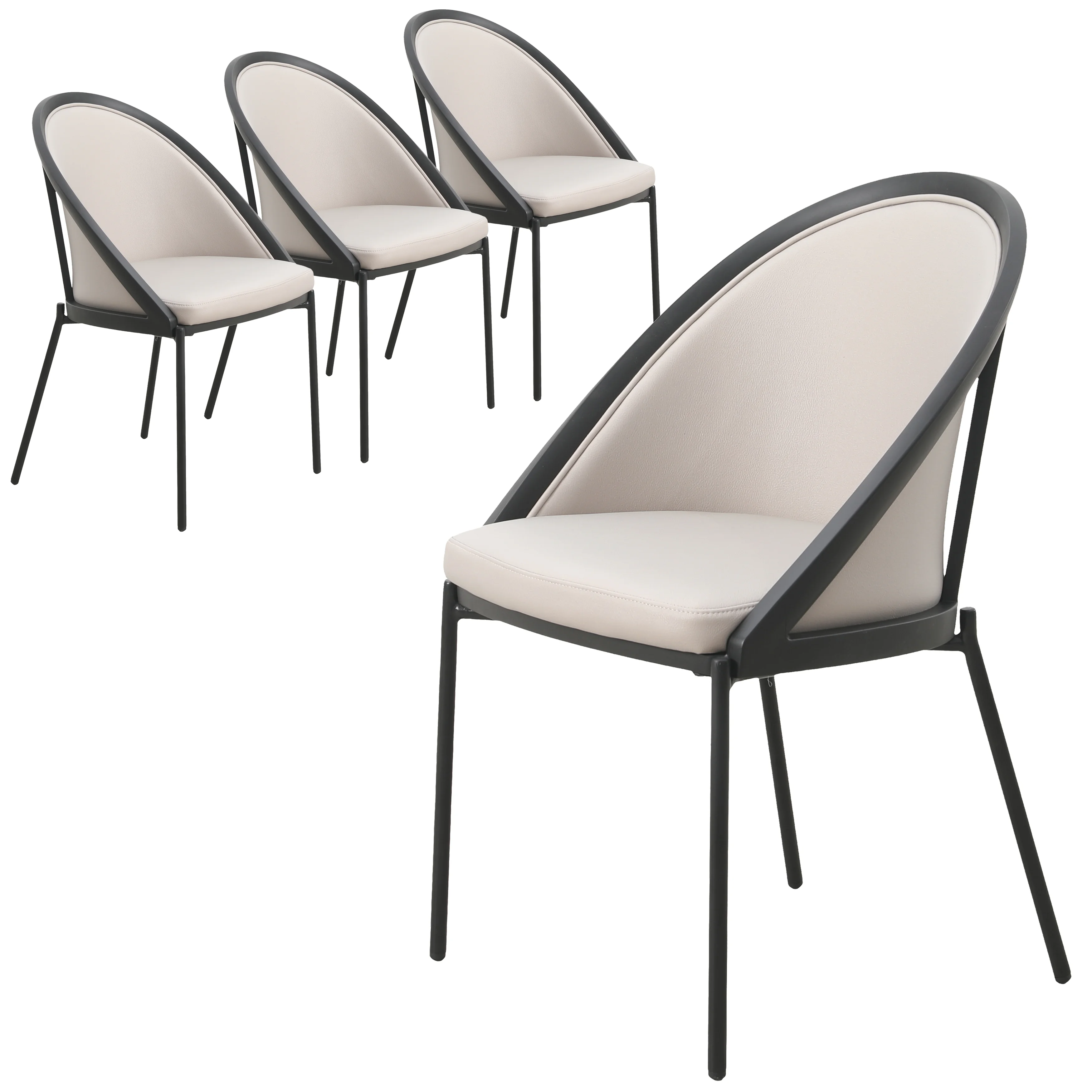 Urbane Collection Modern Dining Chair in Light Grey - Set of 4