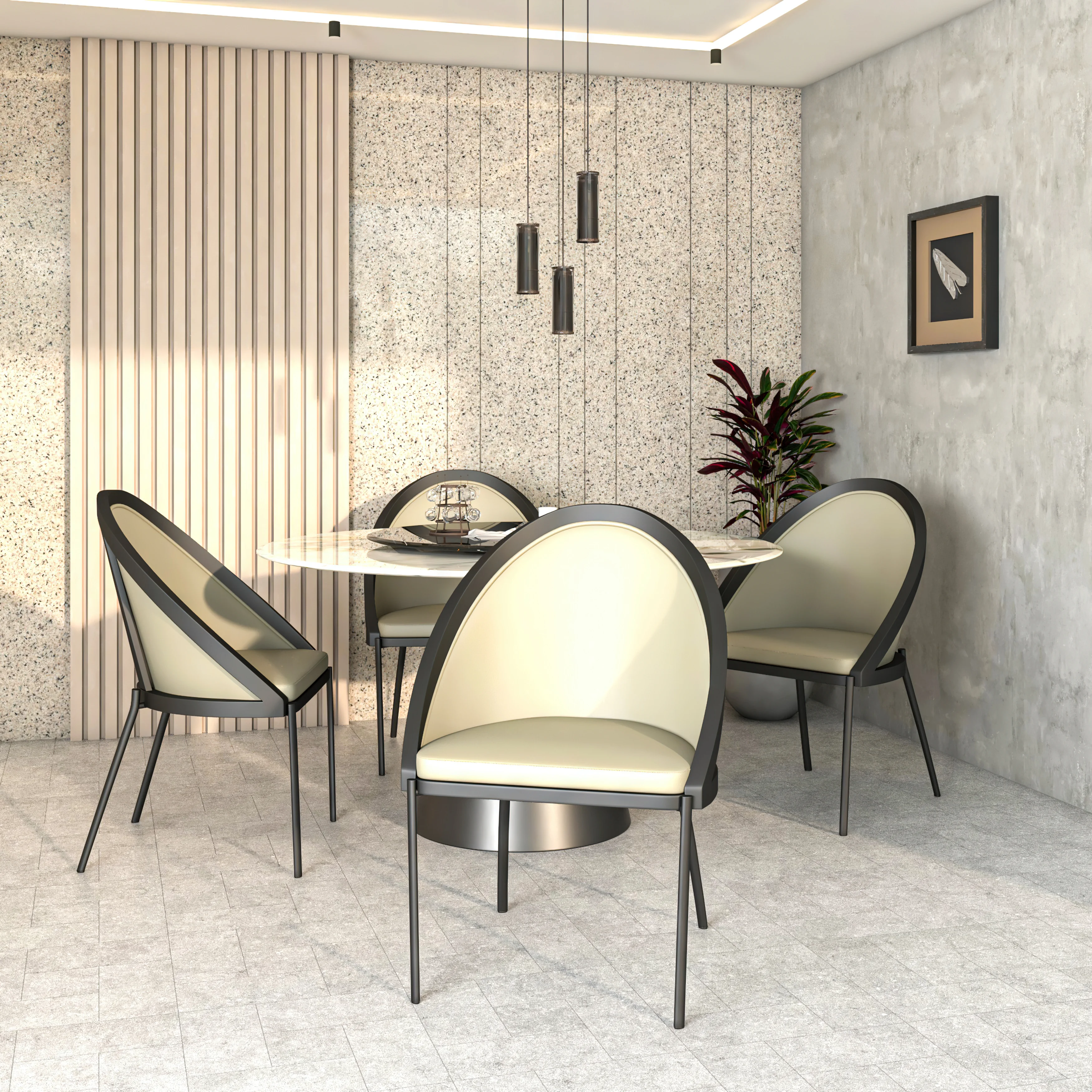 Urbane Collection Modern Dining Chair With Olive Green - Set of 4