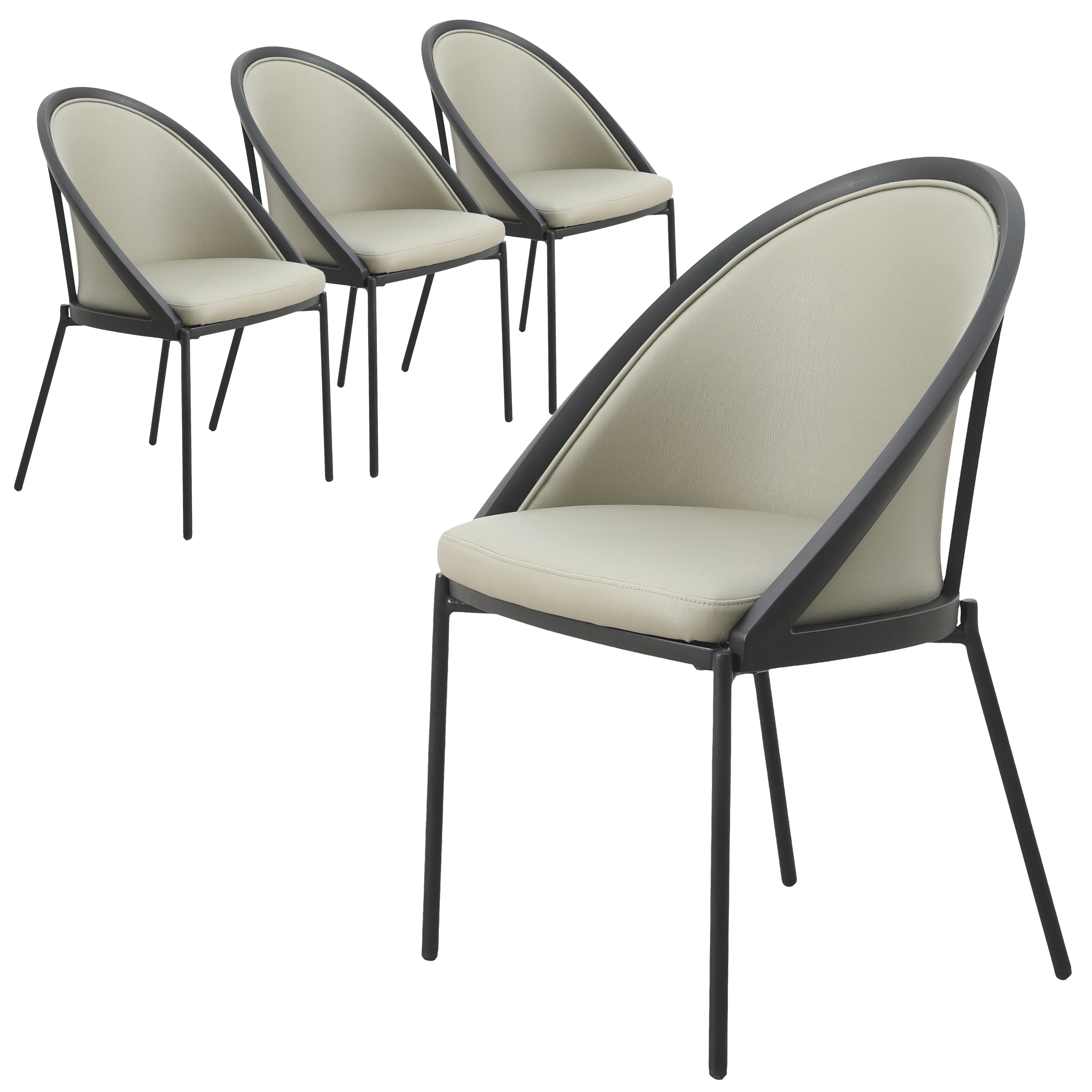Urbane Collection Modern Dining Chair With Olive Green - Set of 4
