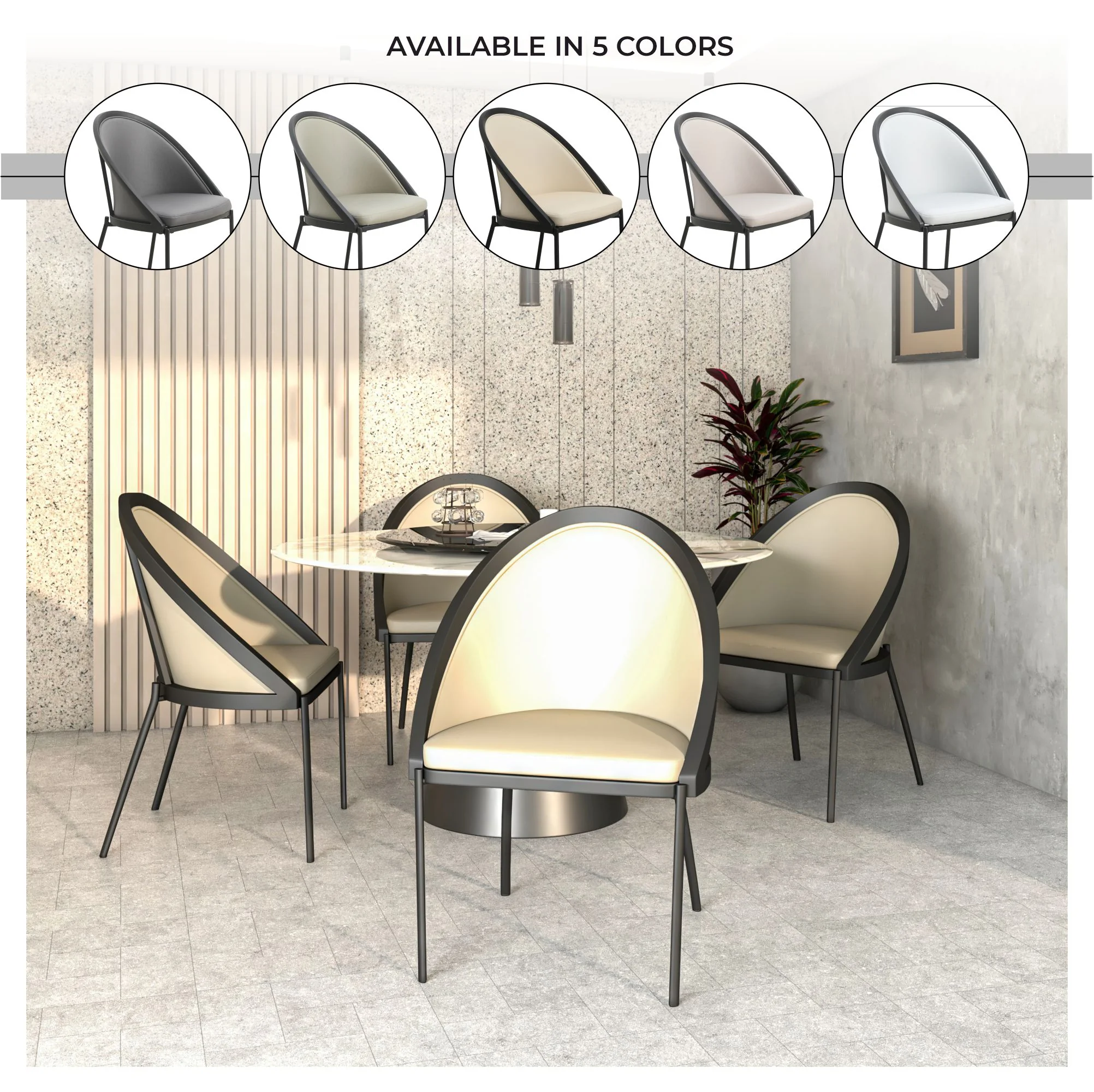 Urbane Collection Modern Dining Chair in Taupe - Set of 4