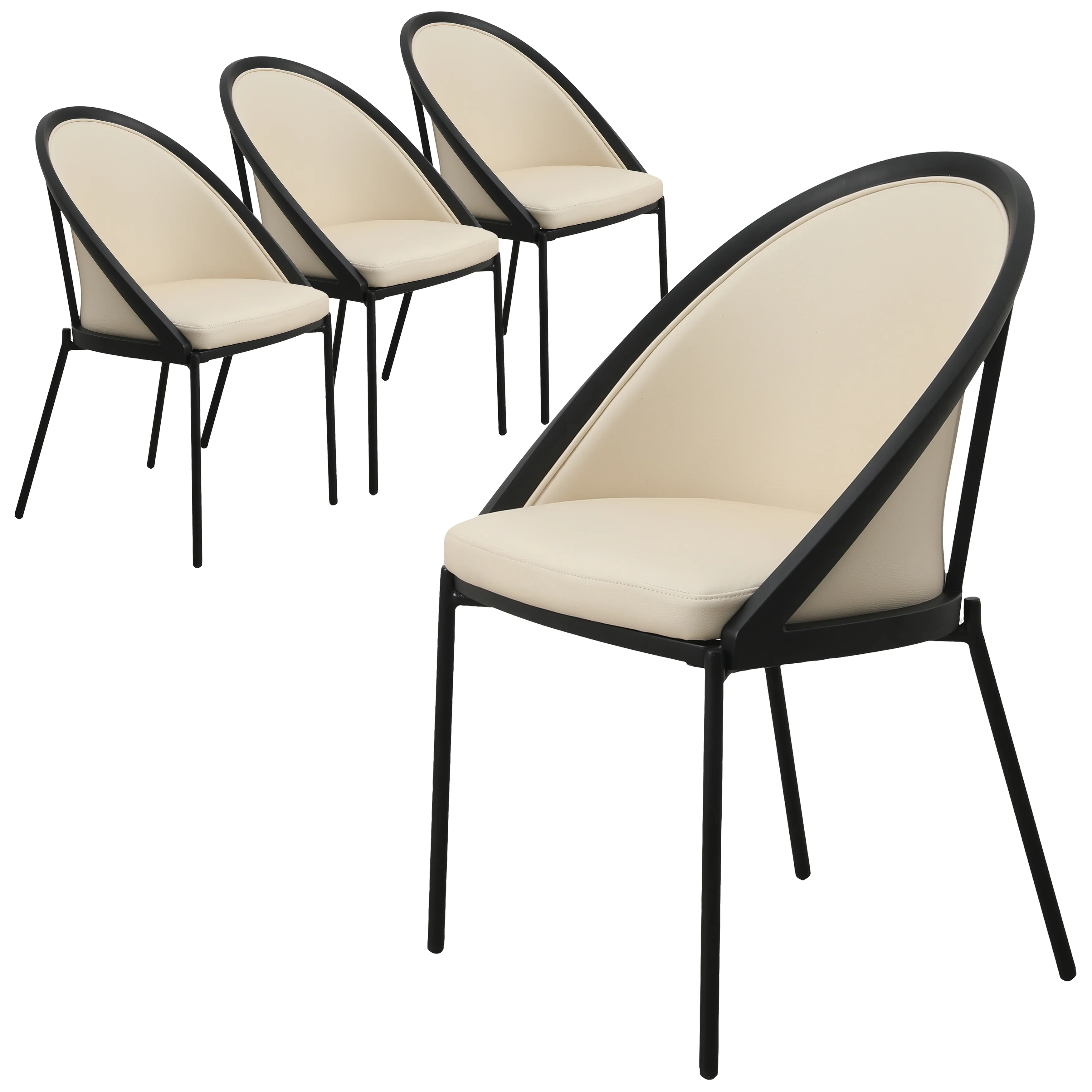 Urbane Collection Modern Dining Chair in Taupe - Set of 4