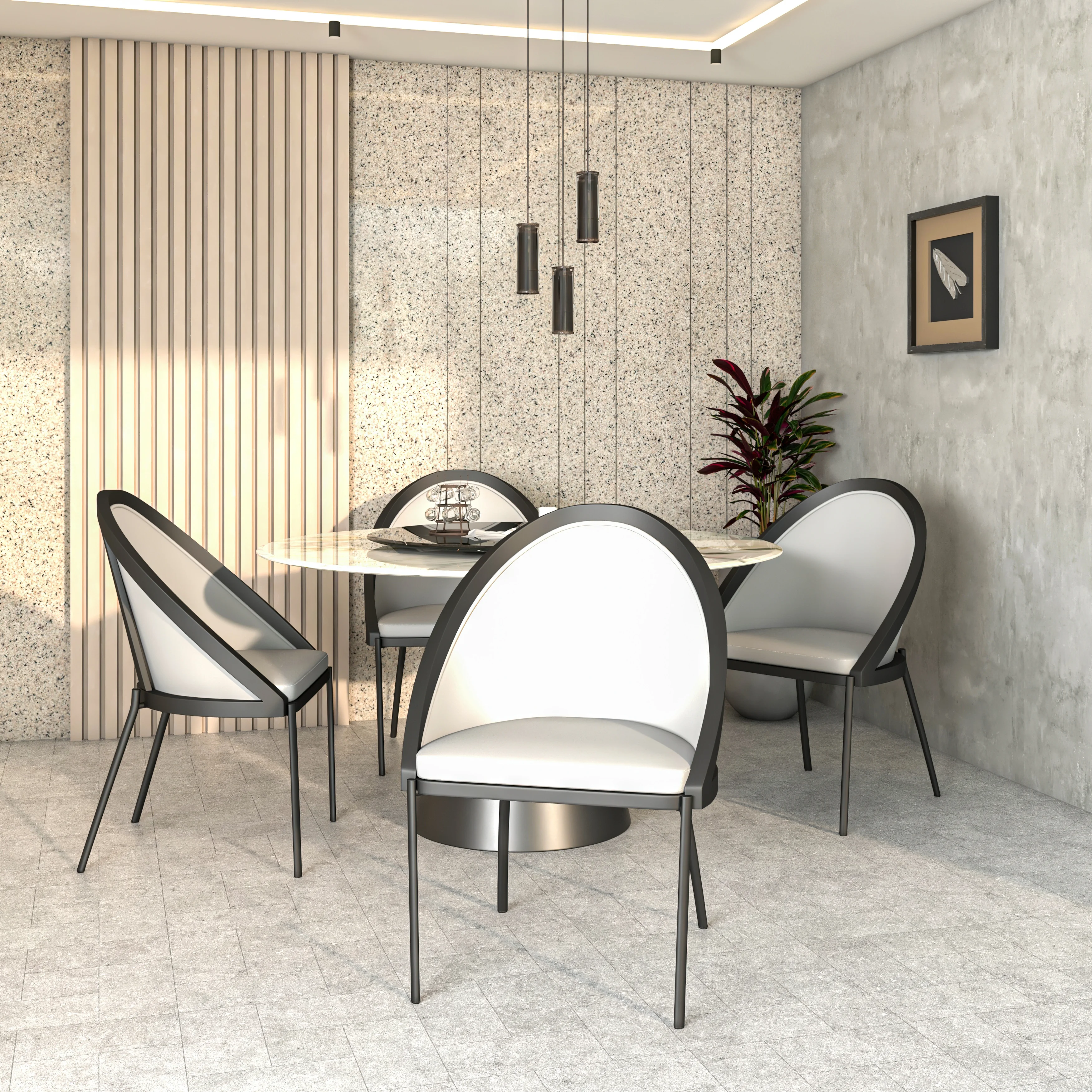 Urbane Collection Modern Dining Chair in White - Set of 4