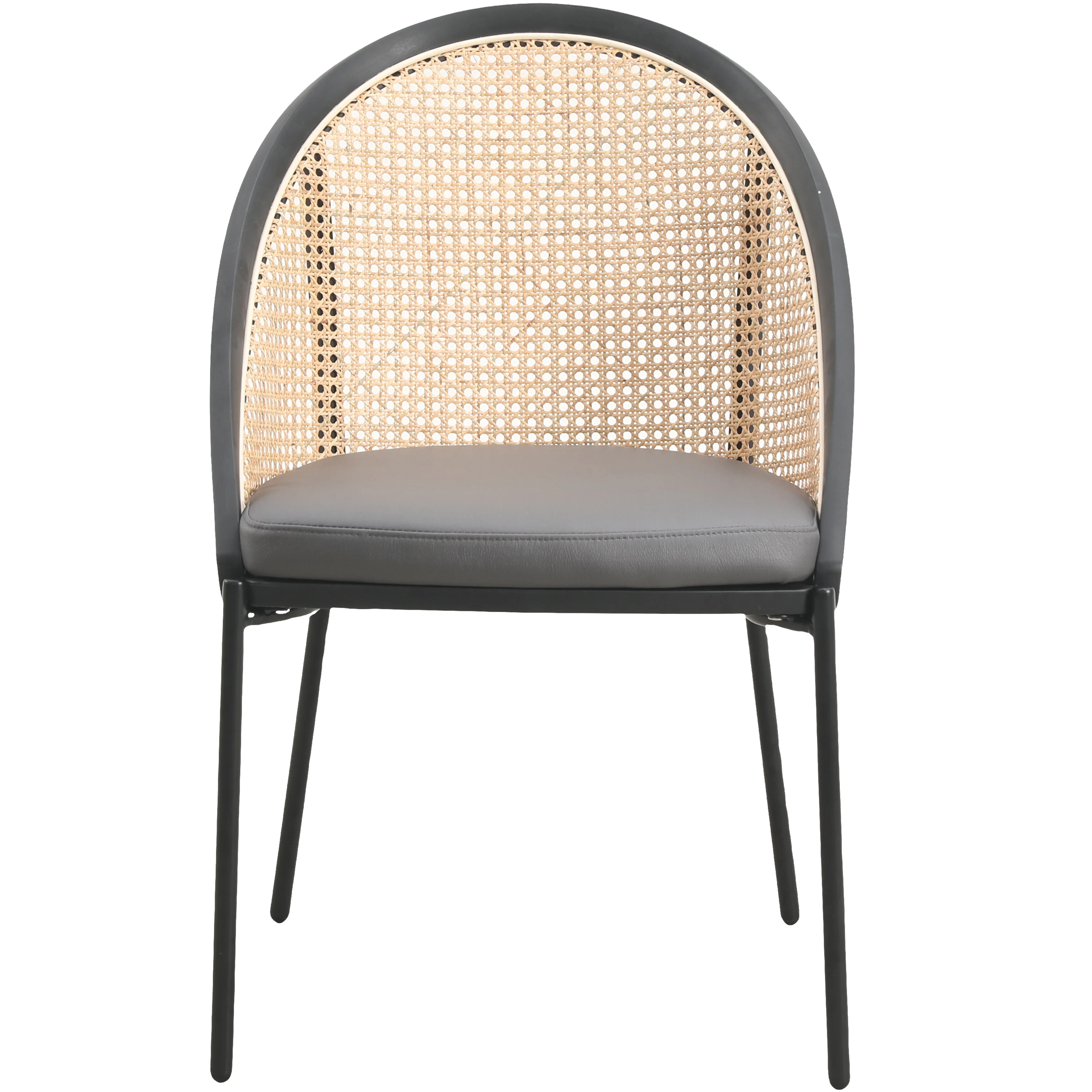 Urbane Collection Modern Dining Chair With Wicker back in Charcoal