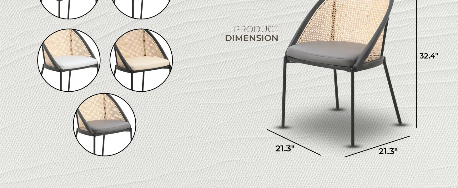 Urbane Collection Modern Dining Chair With Wicker back in Charcoal