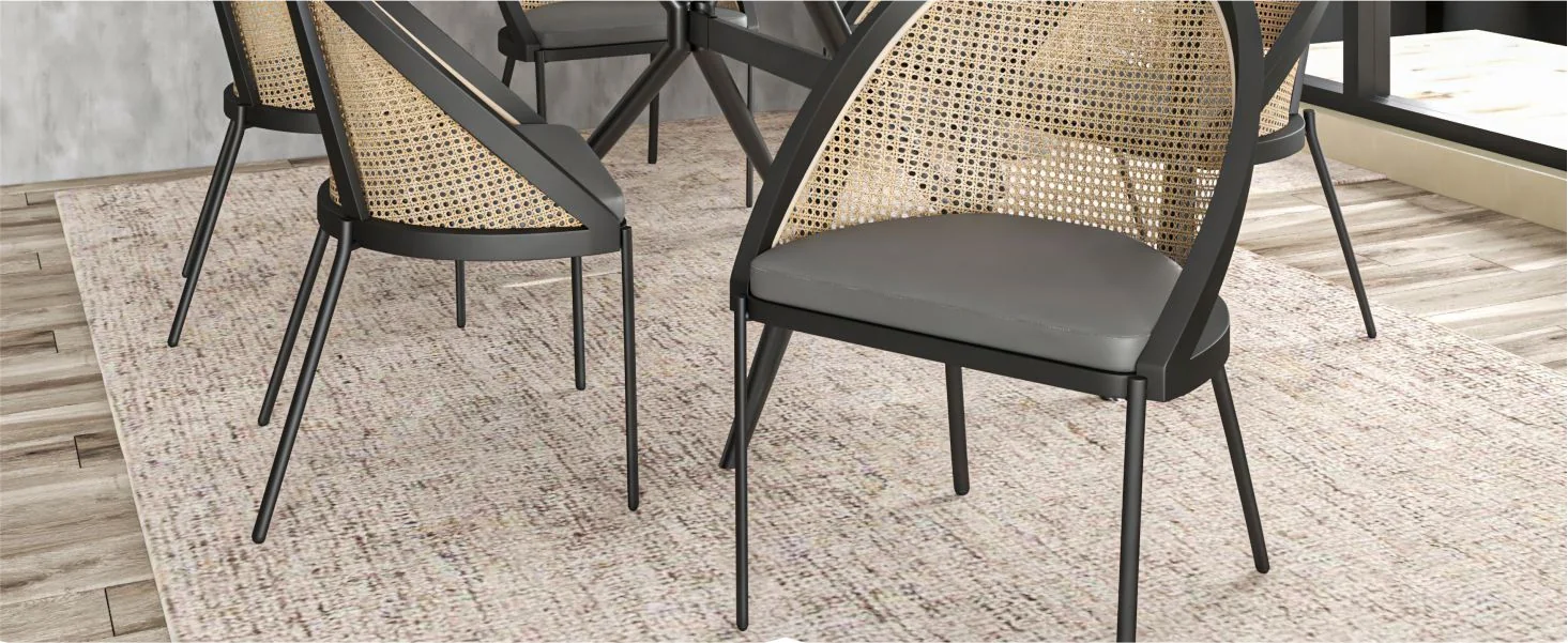 Urbane Collection Modern Dining Chair With Wicker back in Charcoal