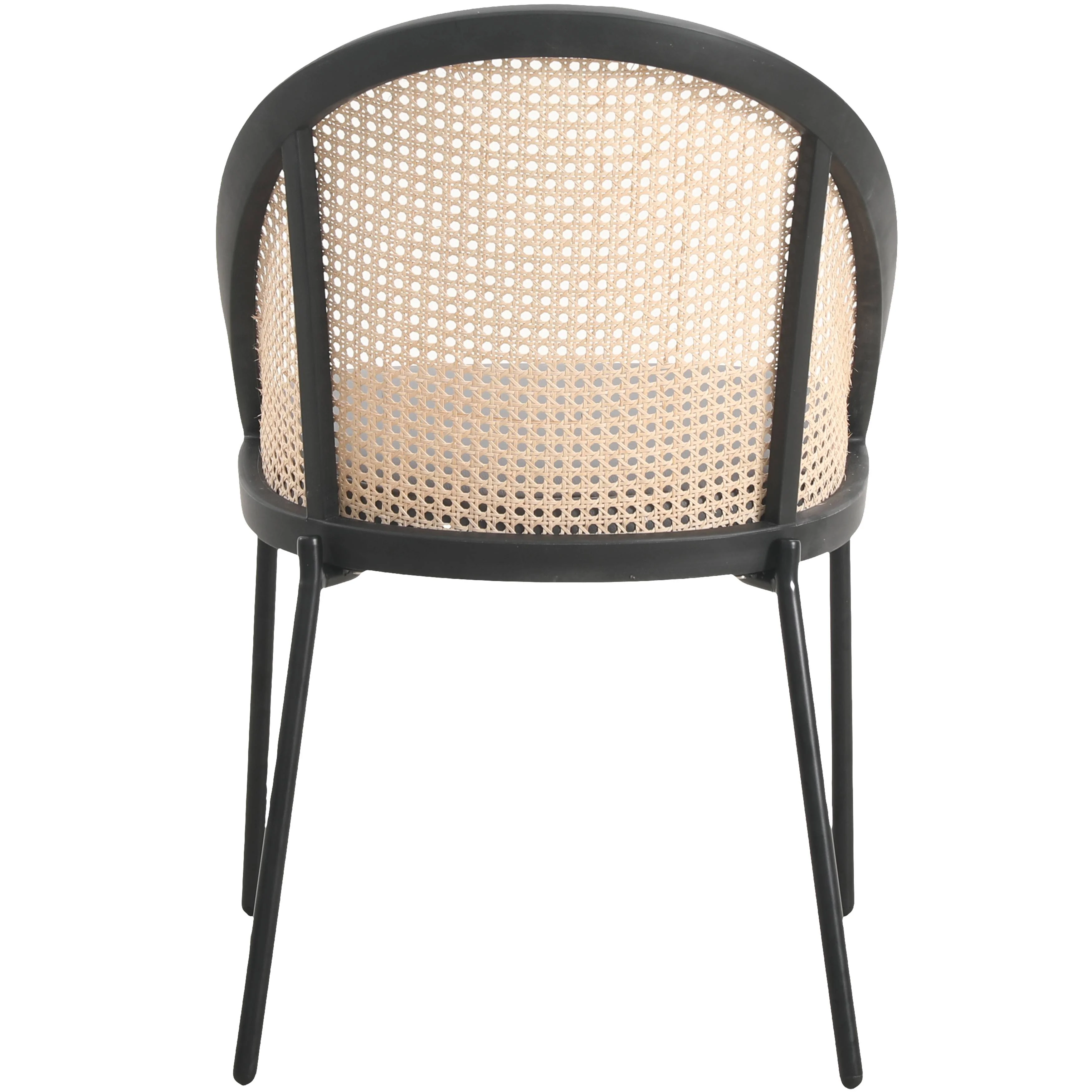 Urbane Collection Modern Dining Chair With Wicker back in Charcoal - Set of 2