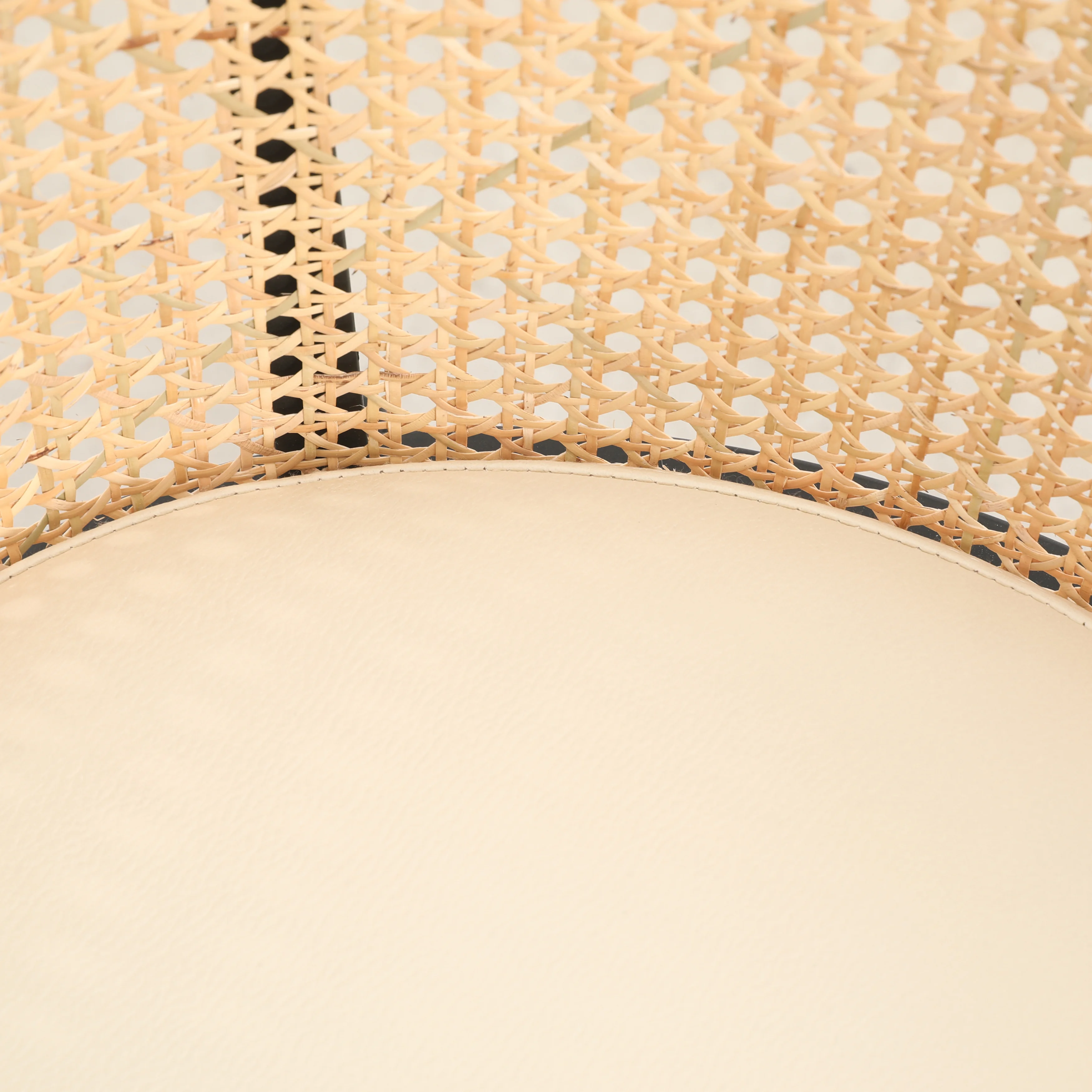 Urbane Collection Modern Dining Chair With Wicker back in Cream - Set of 2