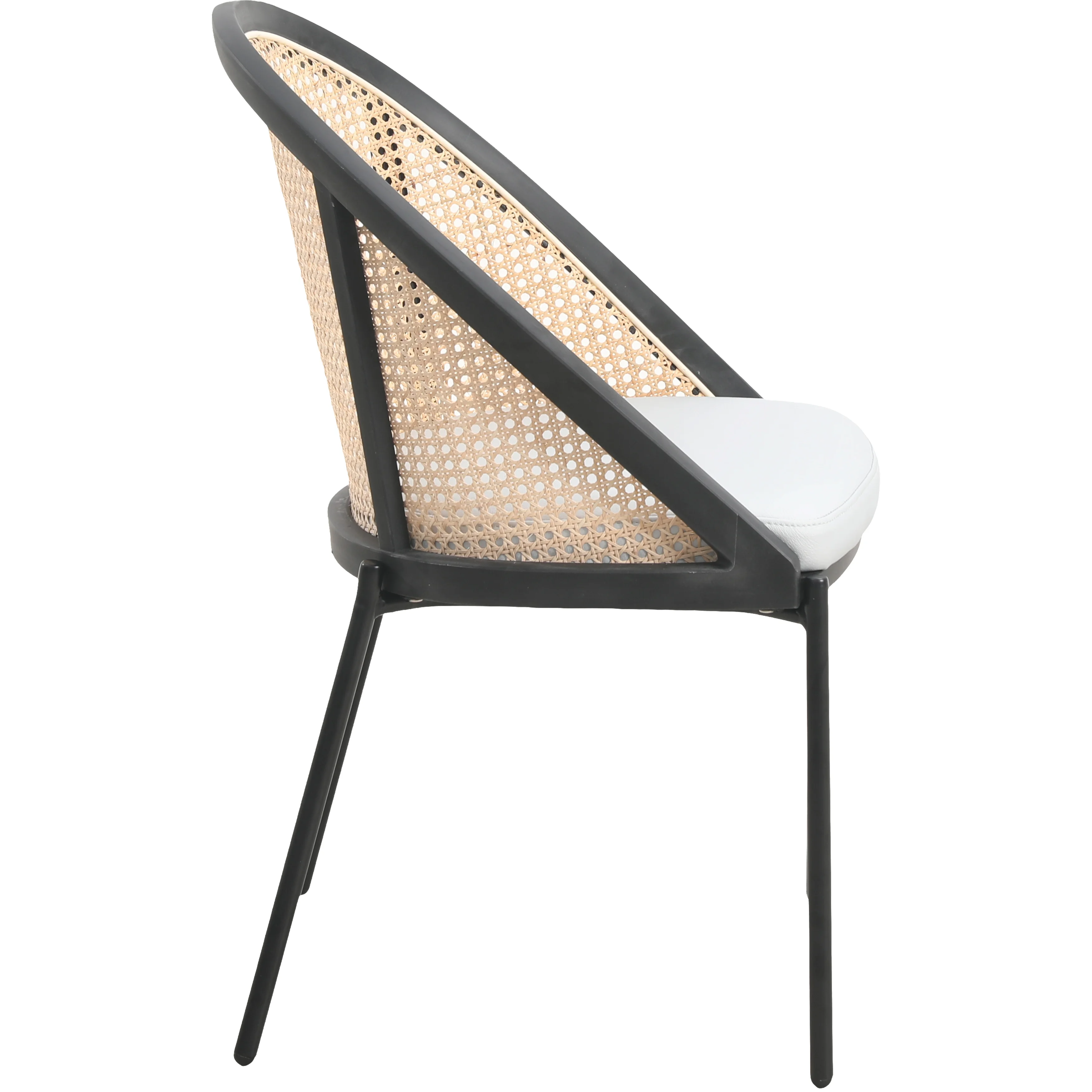 Urbane Collection Modern Dining Chair With Wicker back in Light Grey