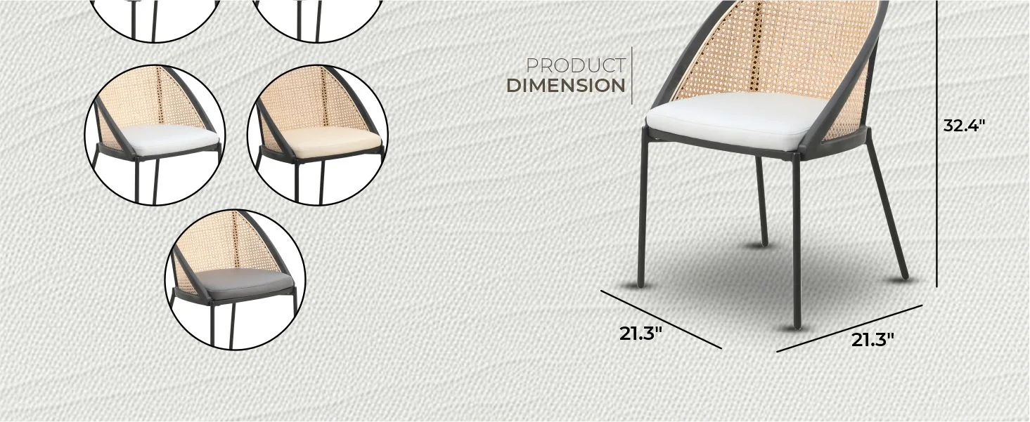 Urbane Collection Modern Dining Chair With Wicker back in Light Grey