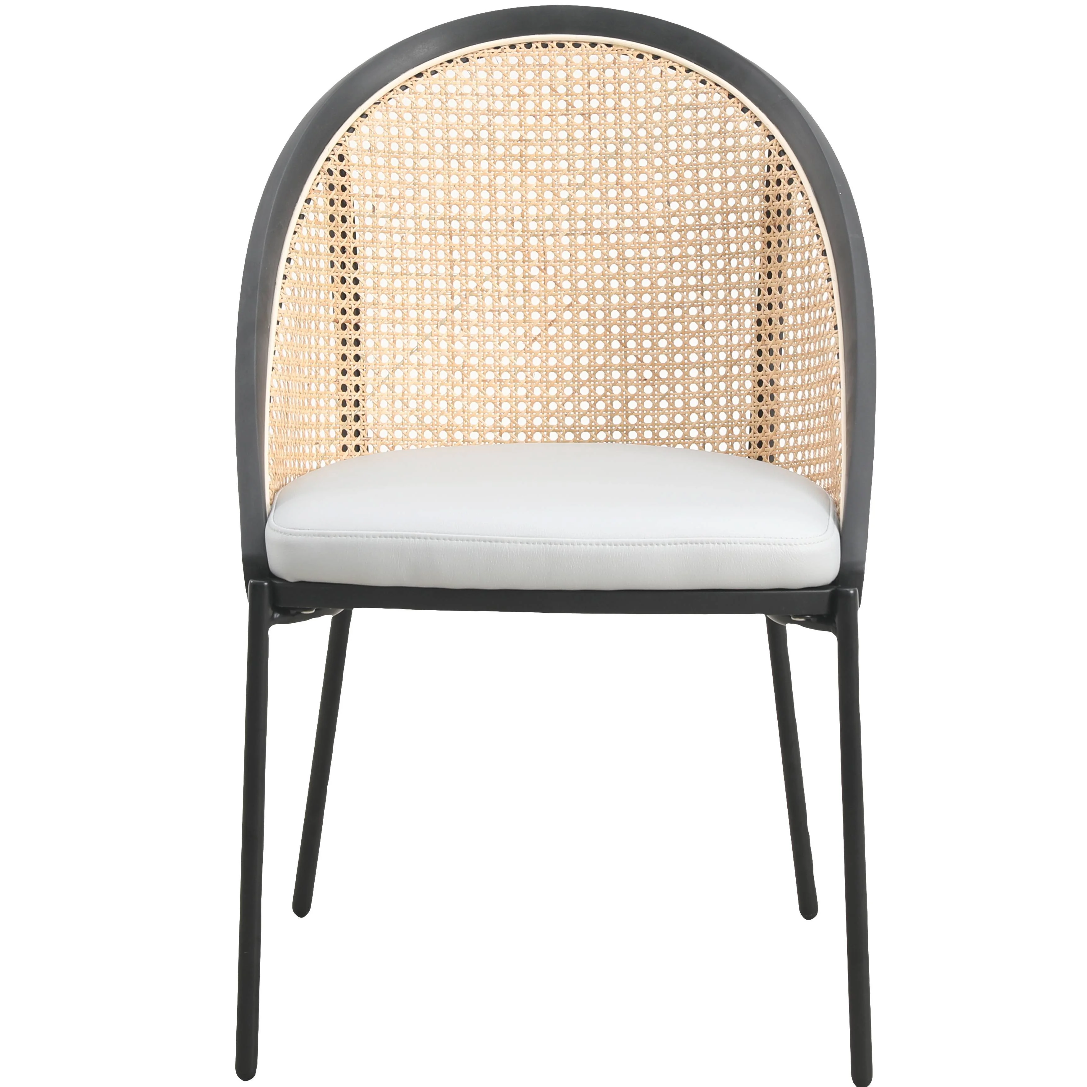 Urbane Collection Modern Dining Chair With Wicker back in Light Grey - Set of 4