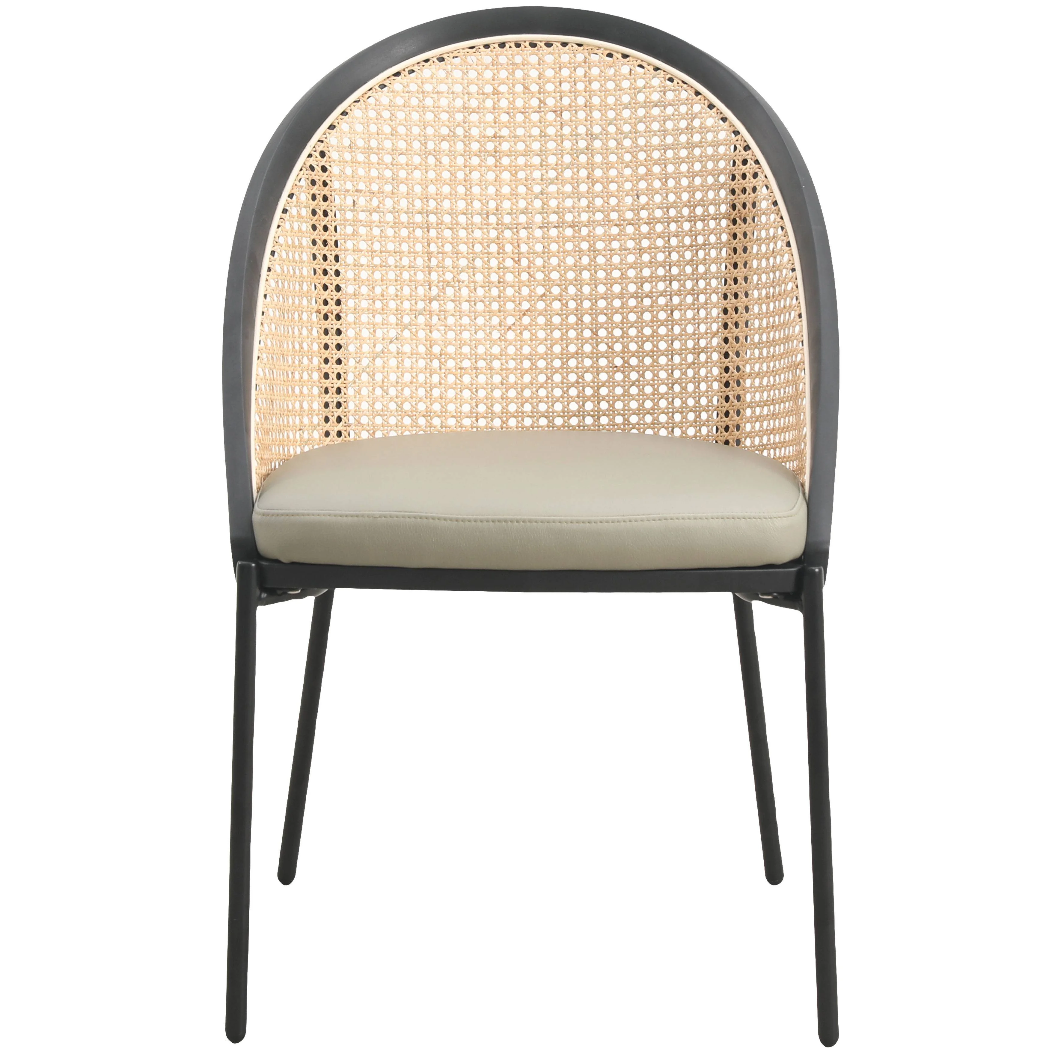 Urbane Collection Modern Dining Chair With Wicker back in Olive Green - Set of 2