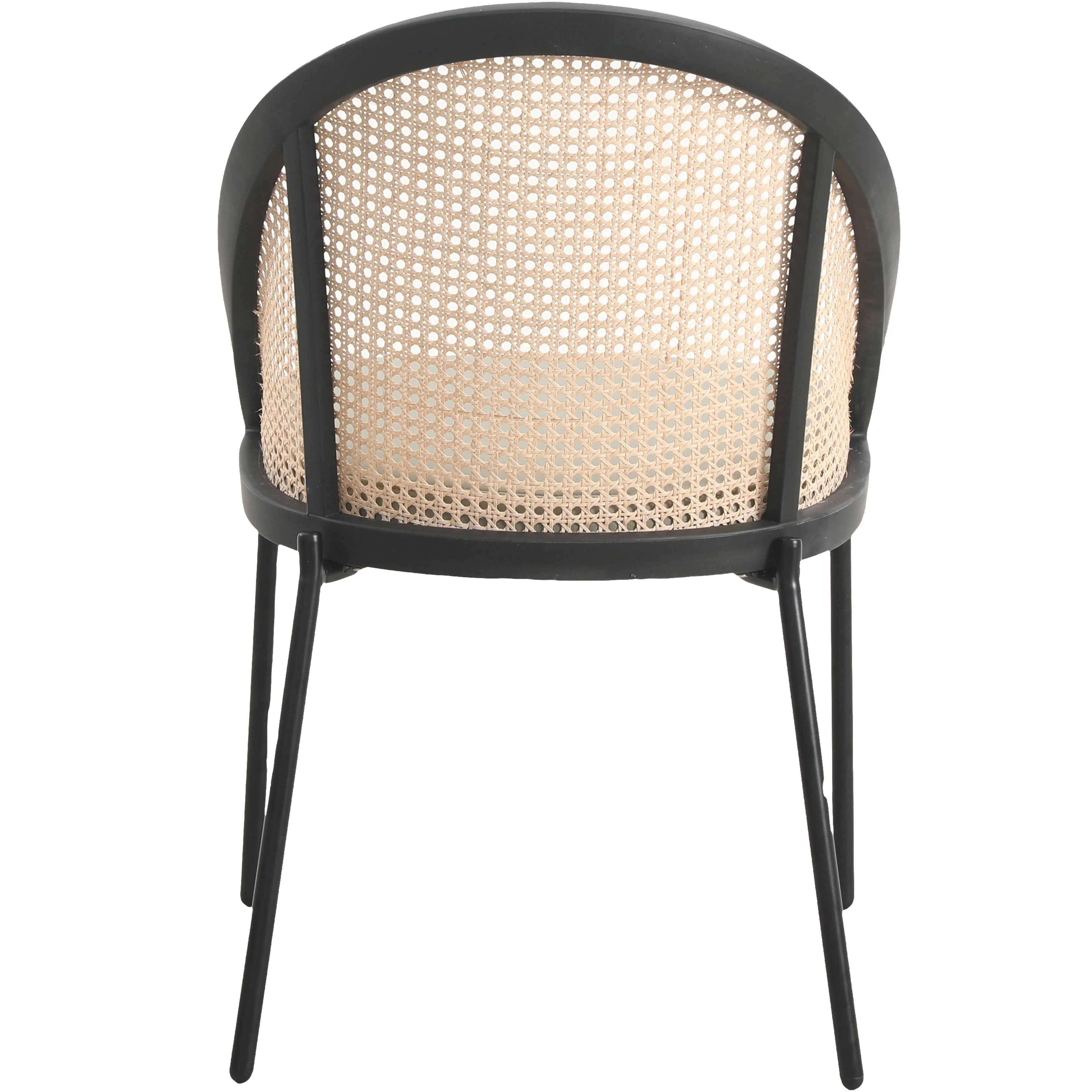 Urbane Collection Modern Dining Chair With Wicker back in Olive Green - Set of 4
