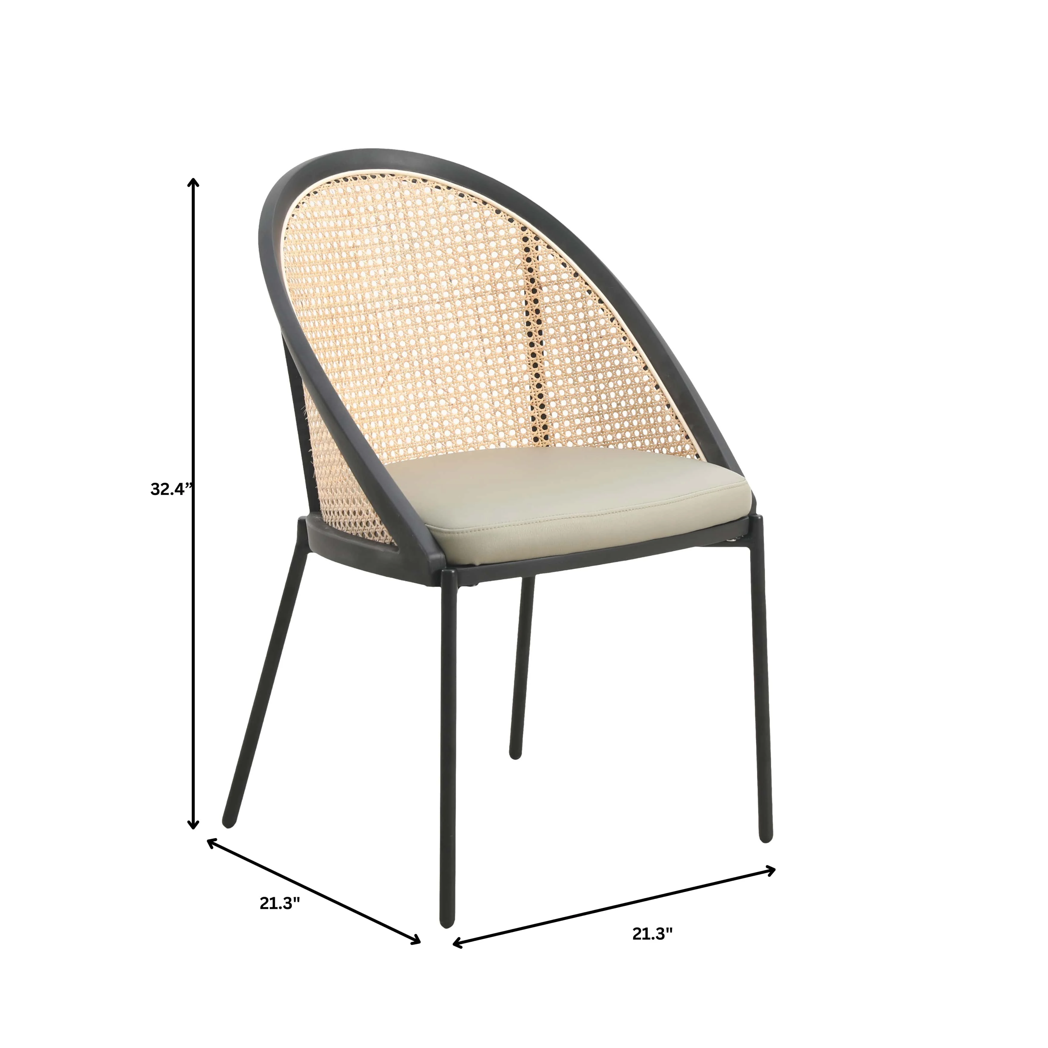 Urbane Collection Modern Dining Chair With Wicker back in Olive Green - Set of 4