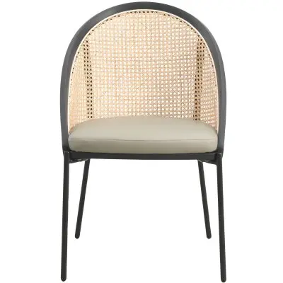 Urbane Collection Modern Dining Chair With Wicker back in Olive Green - Set of 4