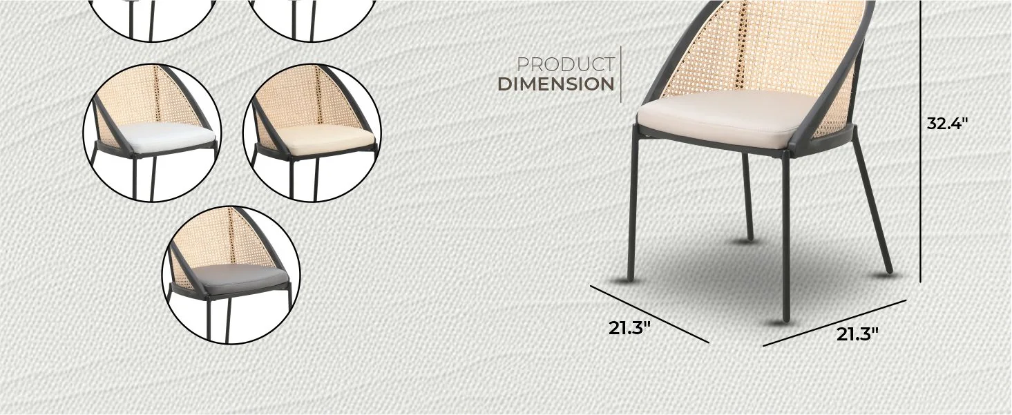 Urbane Collection Modern Dining Chair With Wicker back in Taupe - Set of 2