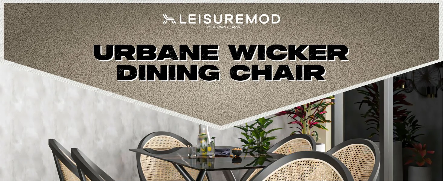 Urbane Collection Modern Dining Chair With Wicker back in Taupe - Set of 2