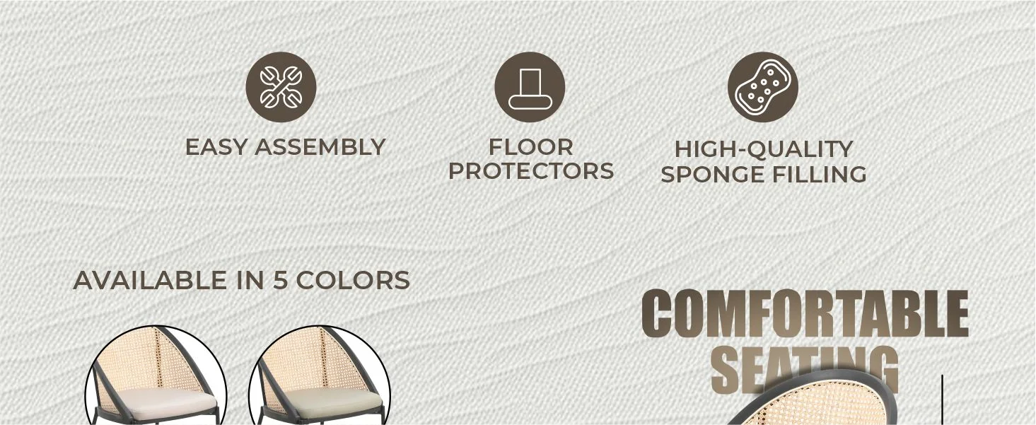 Urbane Collection Modern Dining Chair With Wicker back in Taupe - Set of 2