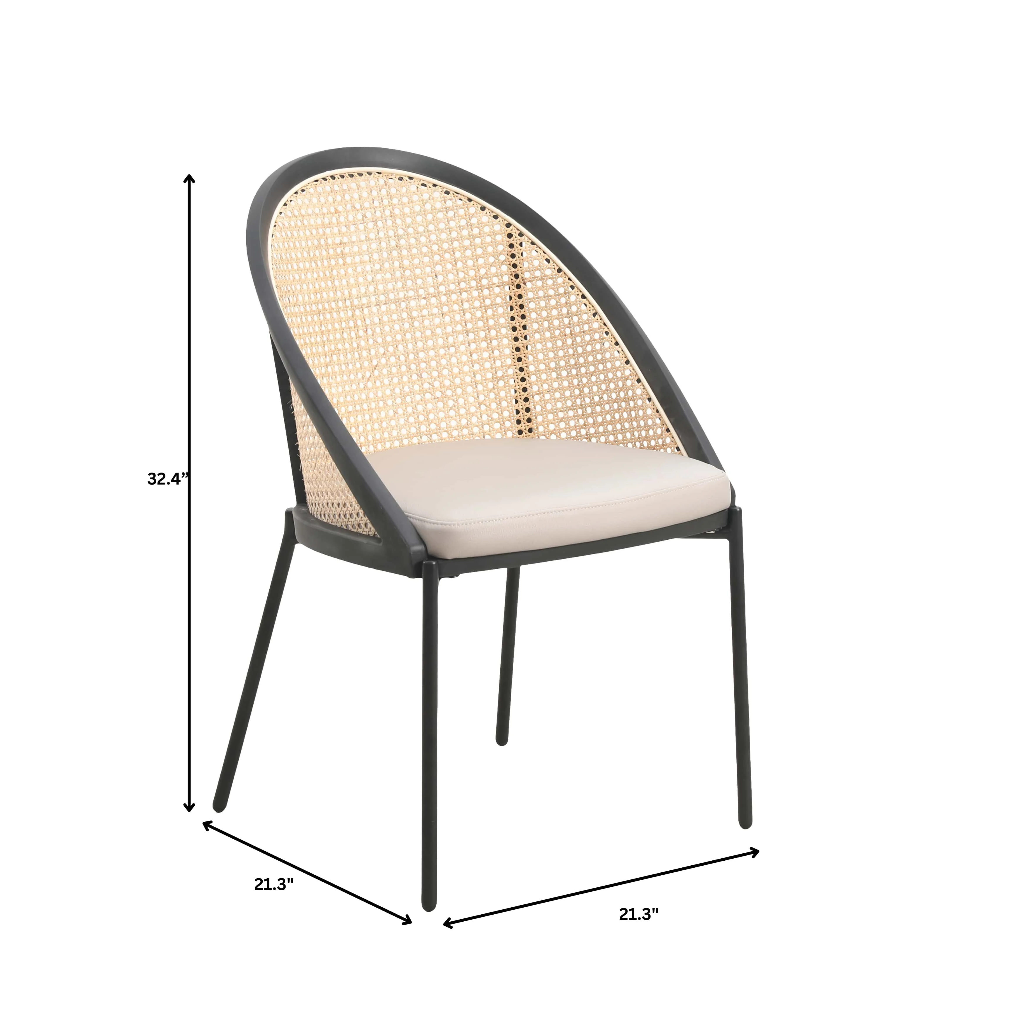 Urbane Collection Modern Dining Chair With Wicker back in Taupe - Set of 2