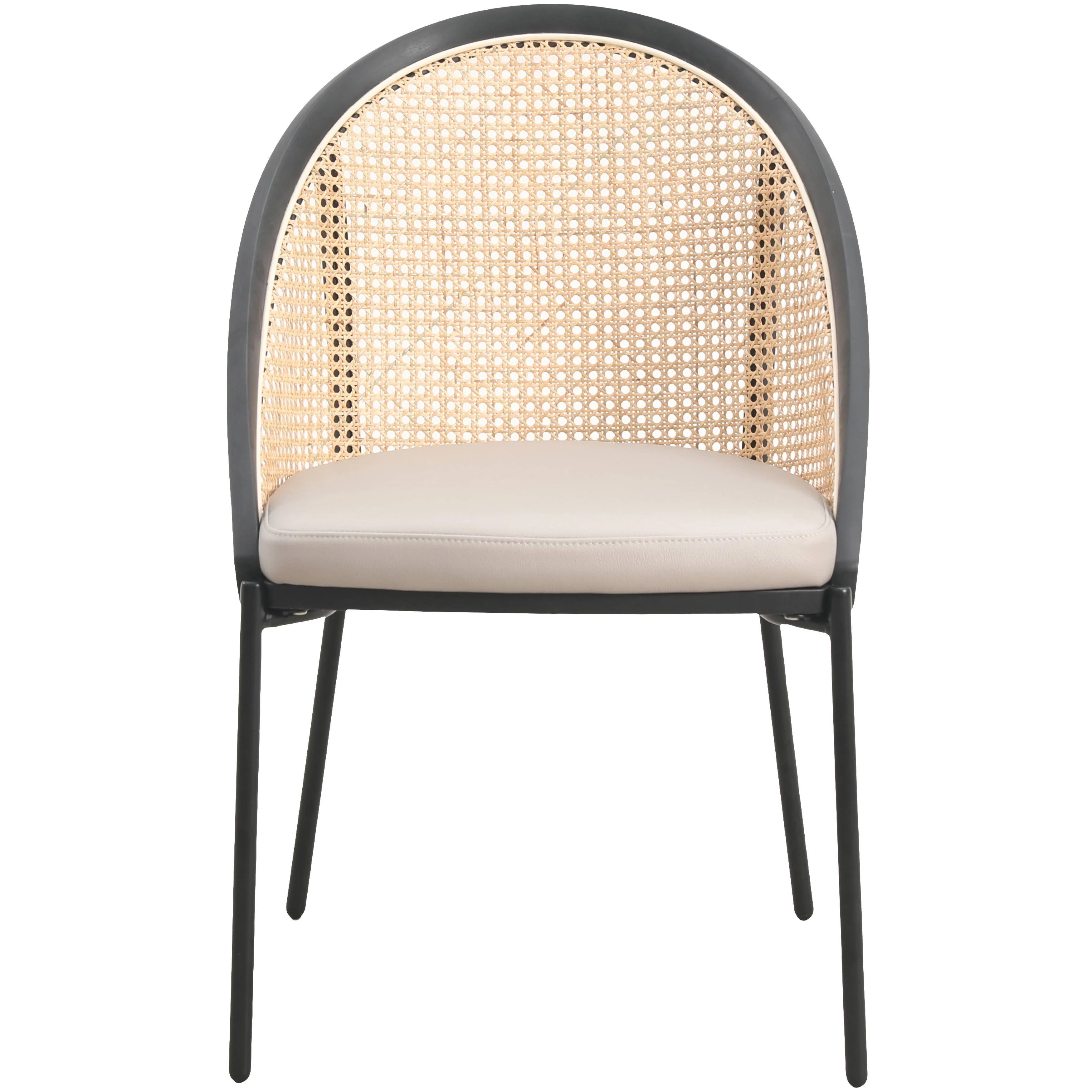 Urbane Collection Modern Dining Chair With Wicker back in Taupe - Set of 4